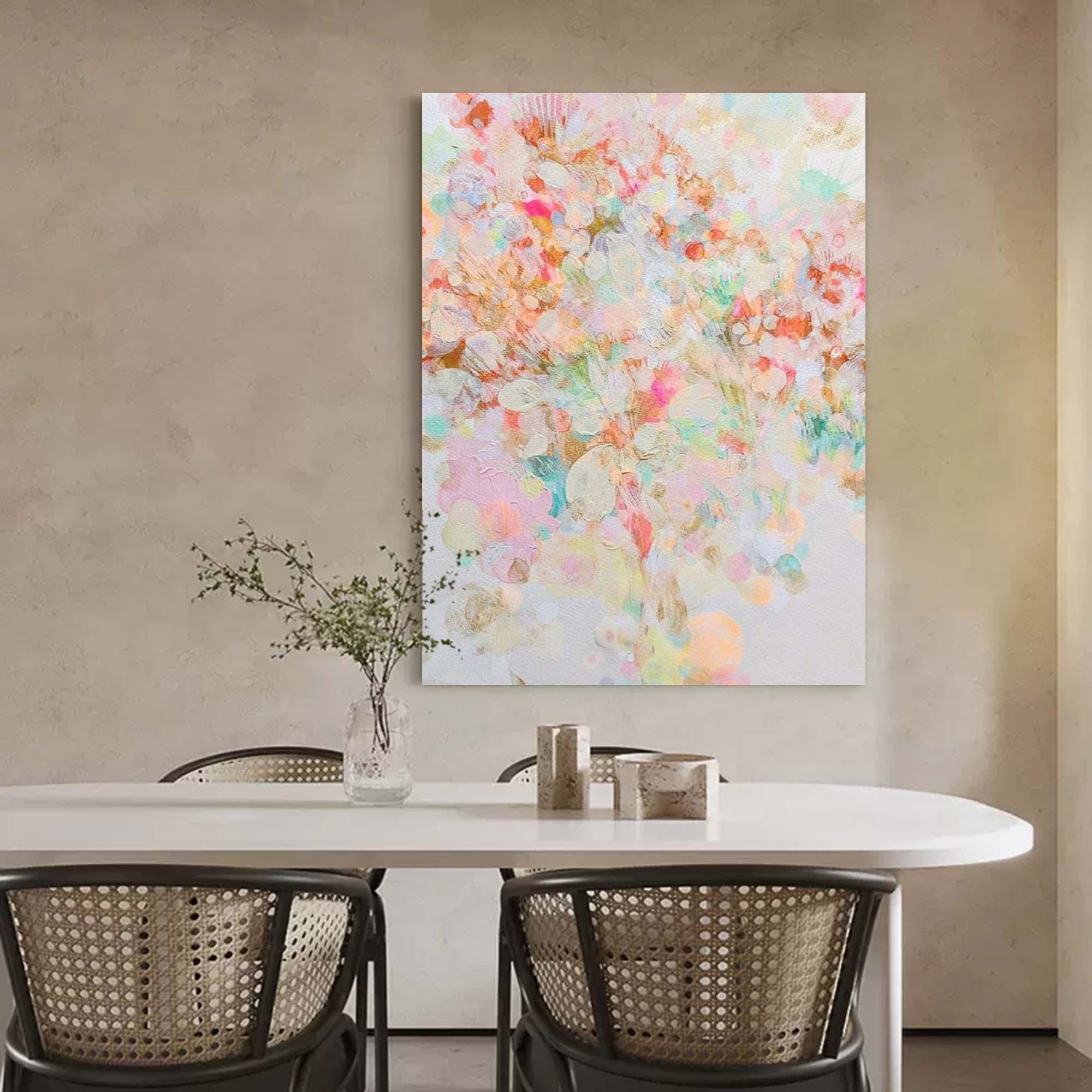 Whimsical Soft Pastel Abstract Floral Art