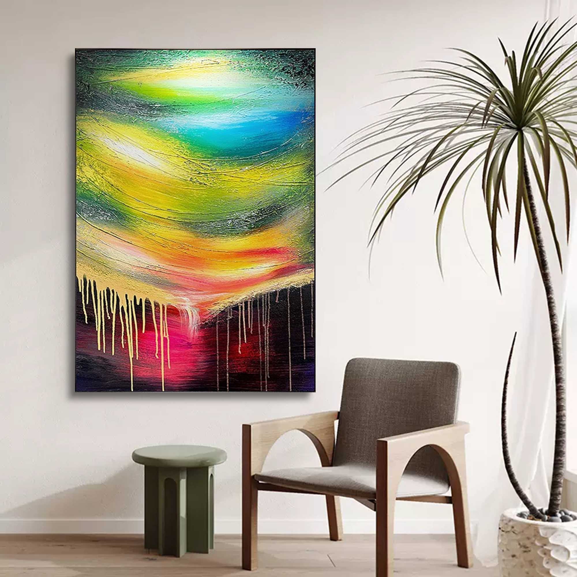 Vivid Drip Abstract Color Wave Canvas Art