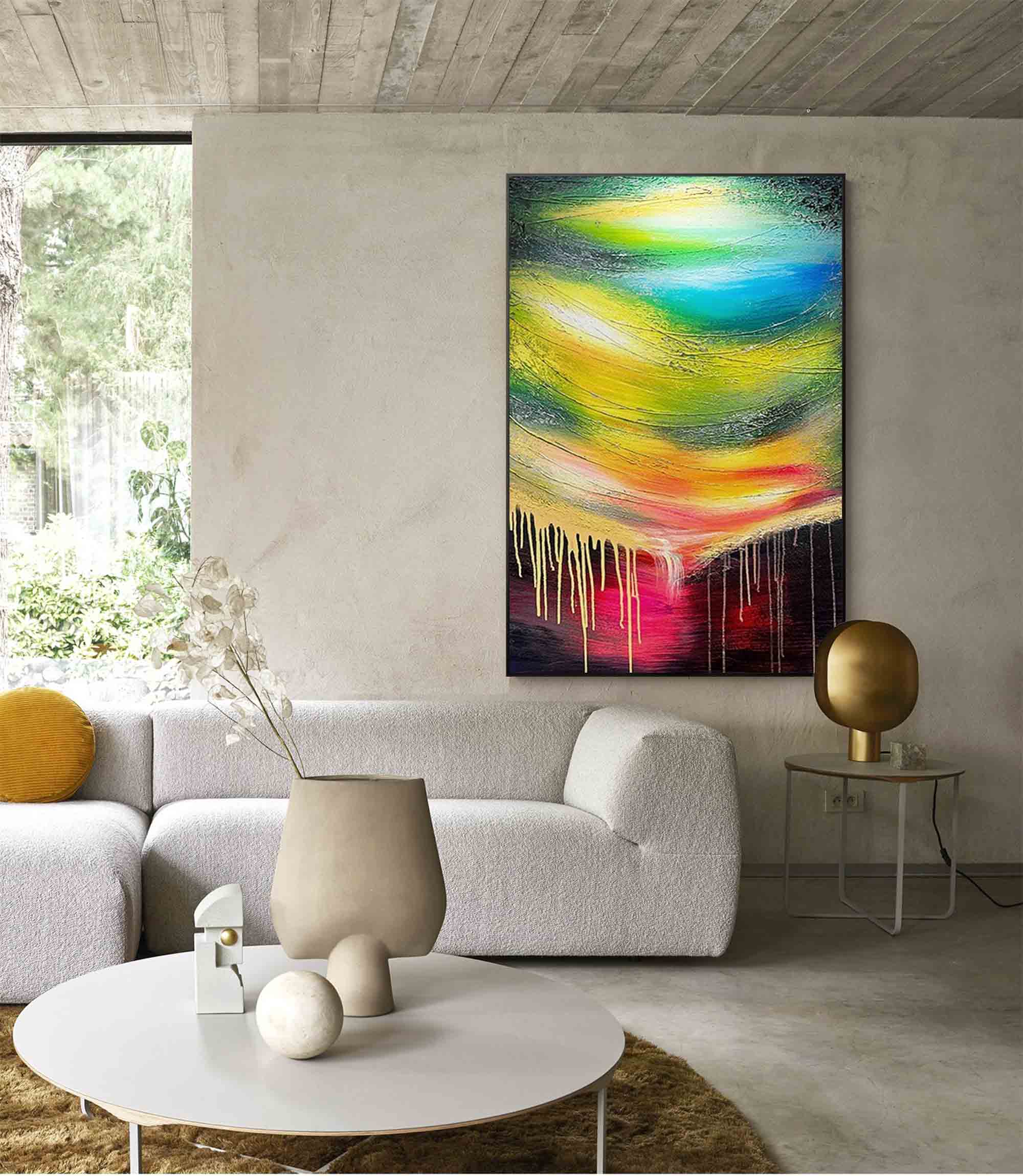 Vivid Drip Abstract Color Wave Canvas Art