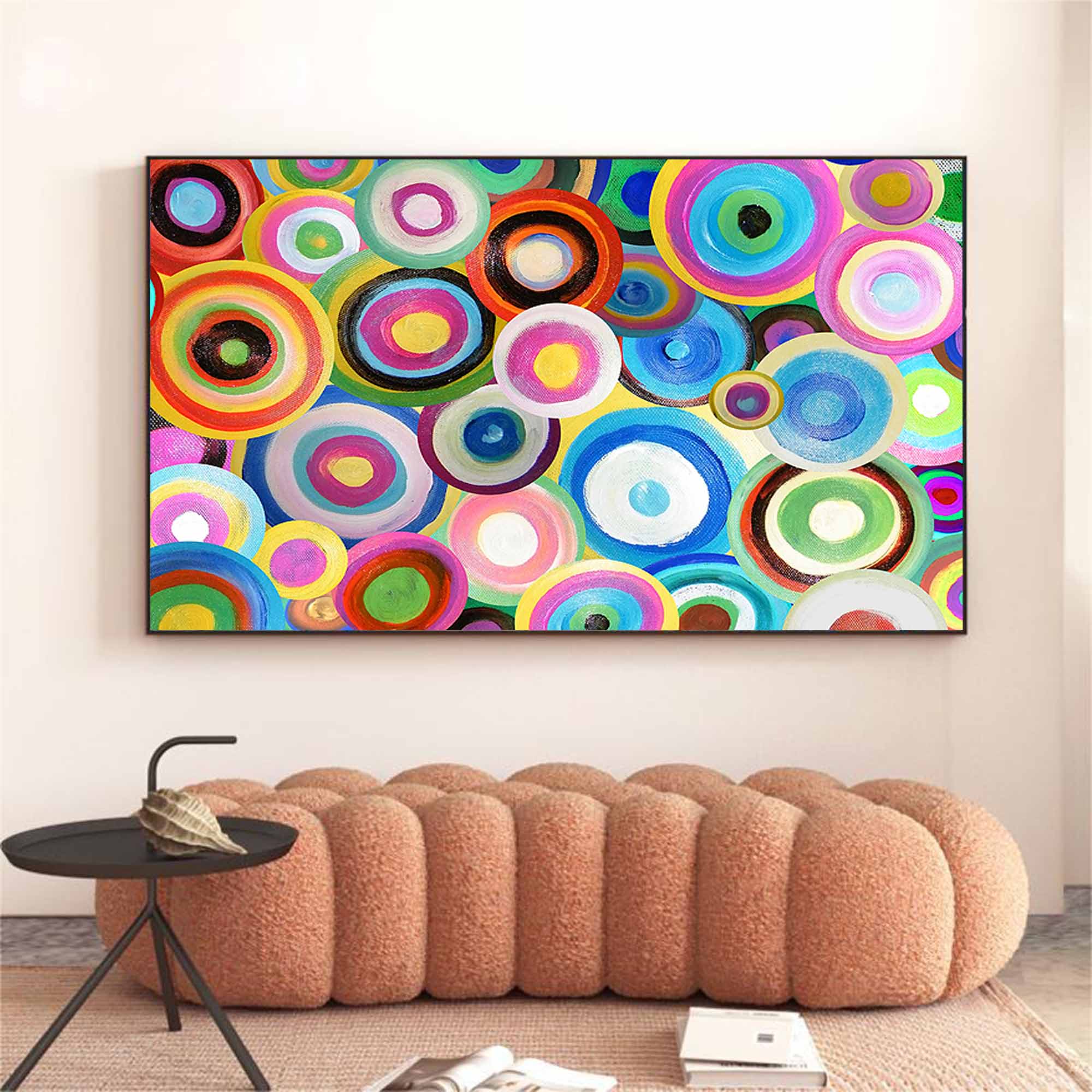 Colorful Circles Textured Abstract Art