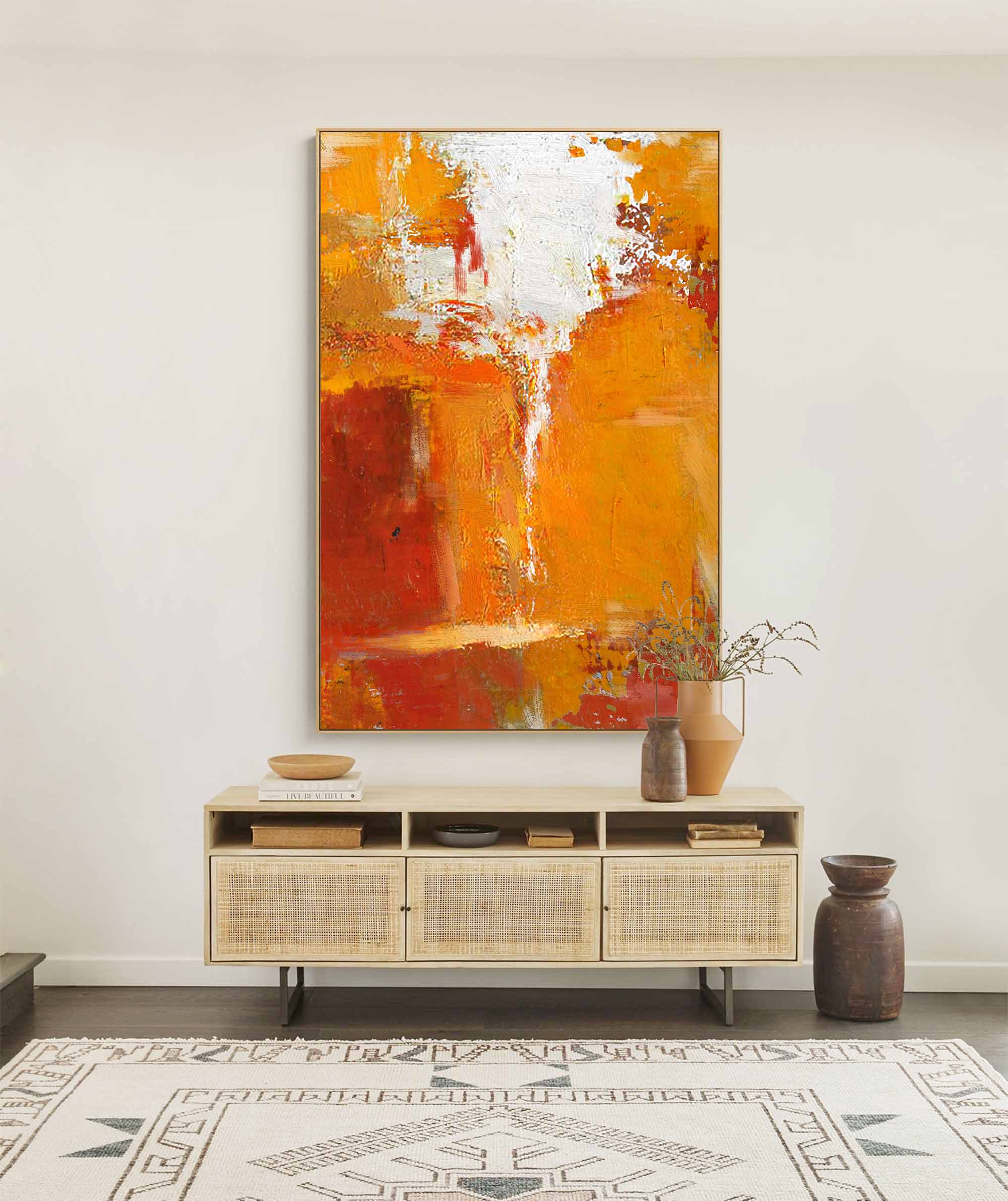 Fiery Sunset Abstract Canvas Art