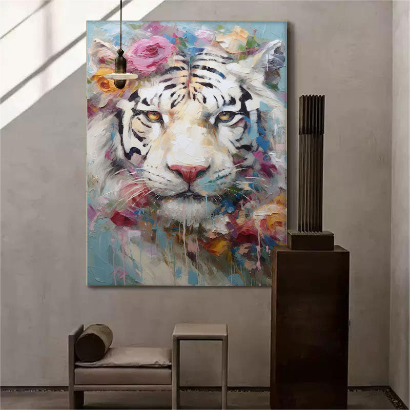 Floral Majesty: White Tiger in Bloom