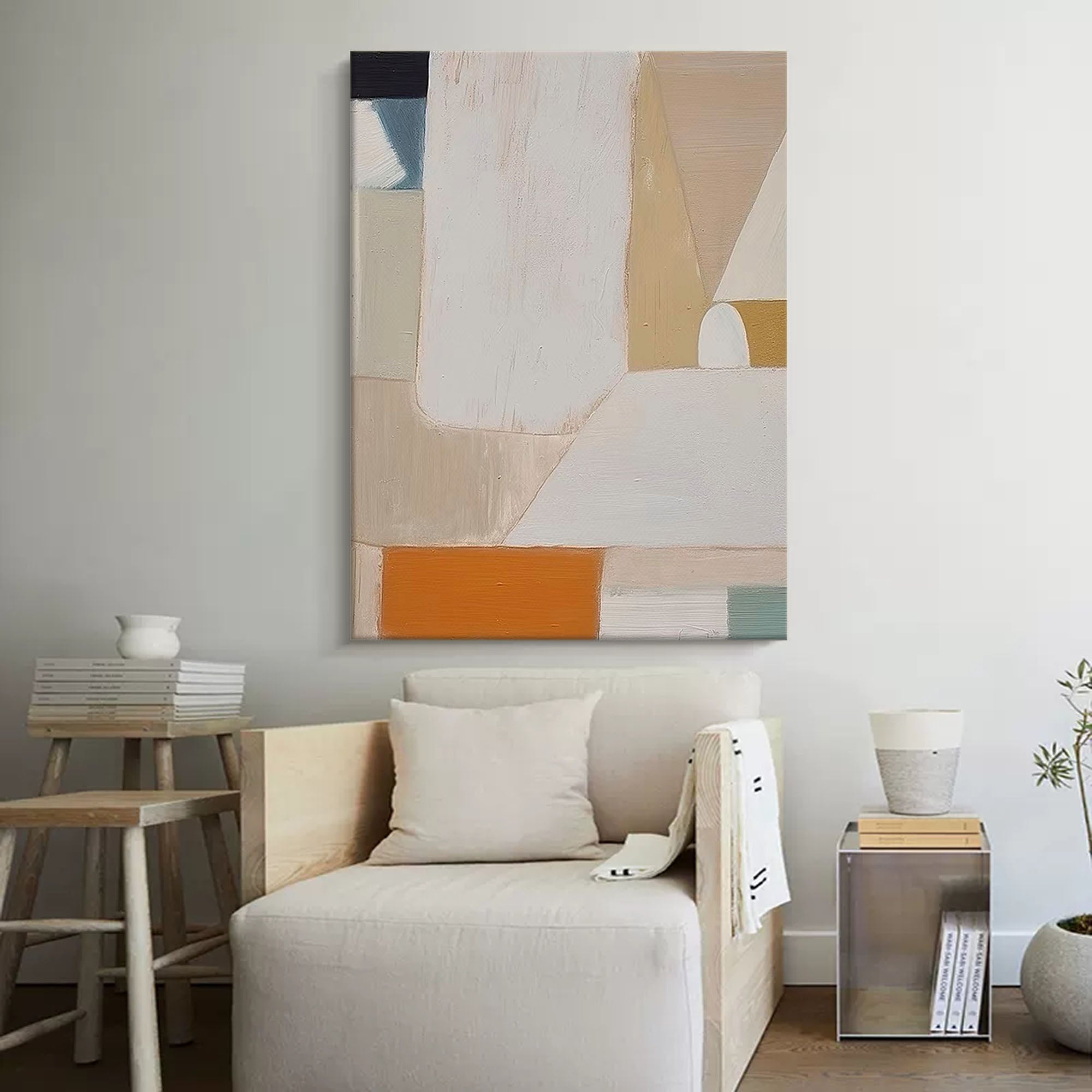 Minimalist Earth Tones Abstract Canvas Art