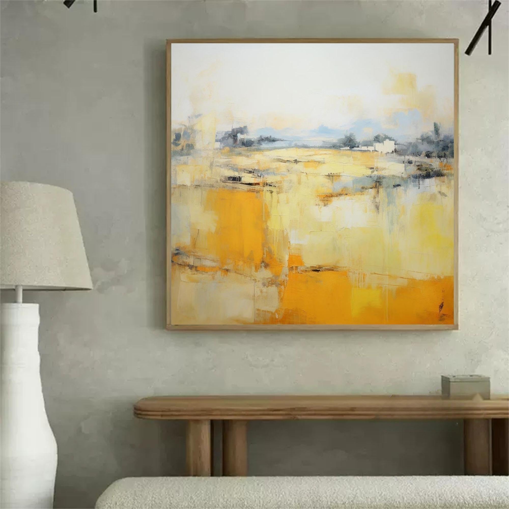 Vibrant Yellow Abstract Landscape Art