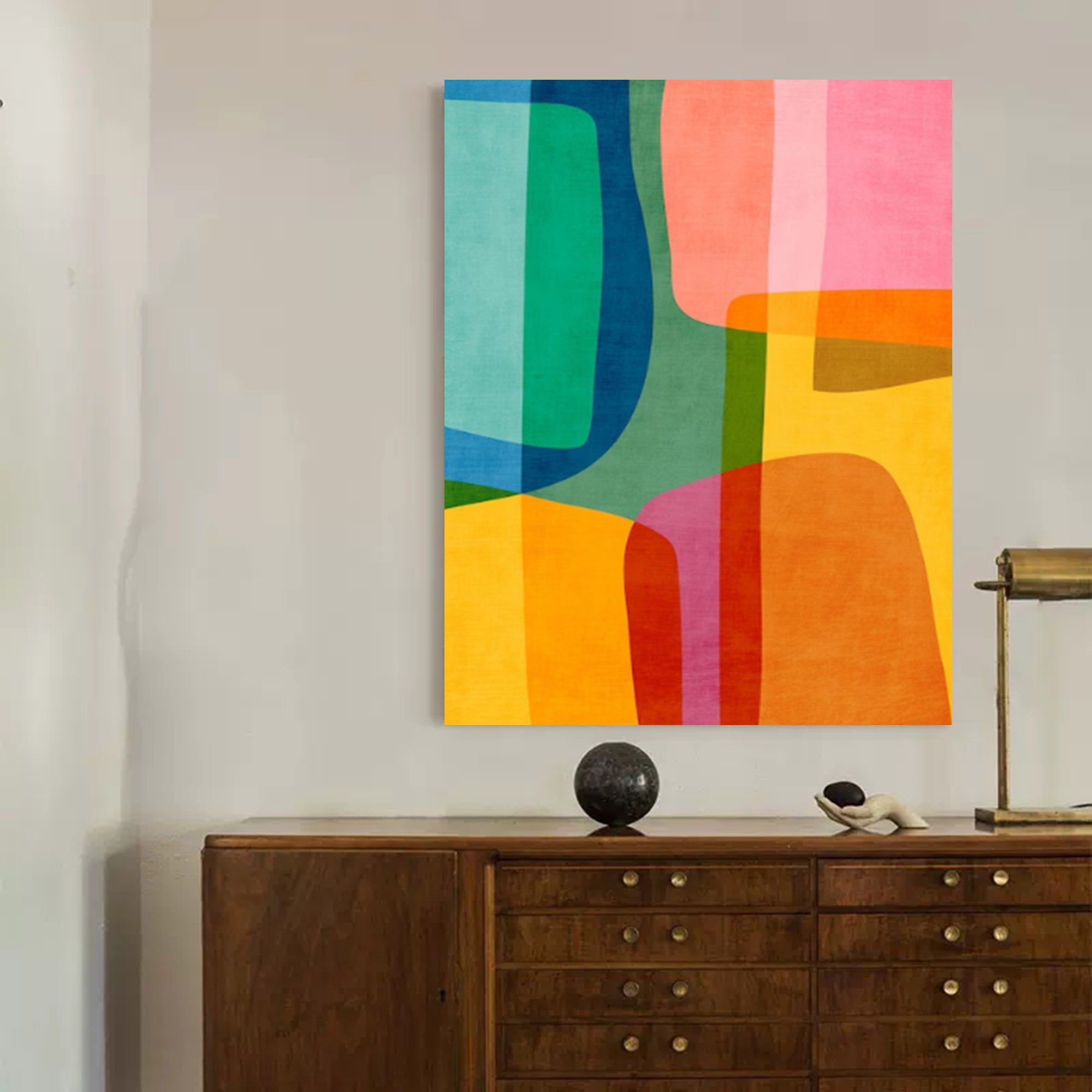 Vibrant Multicolor Geometric Abstract Canvas Art