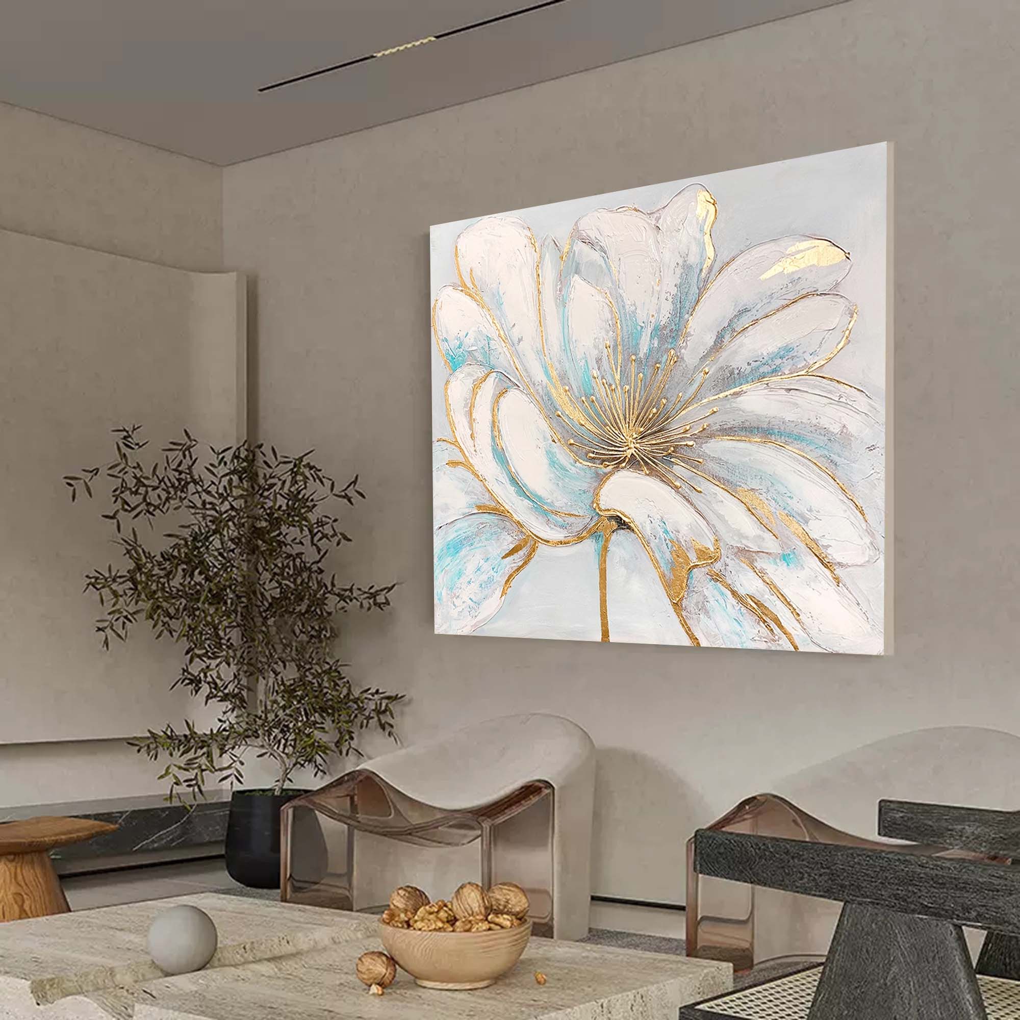 Gold Accented Floral Canvas Art