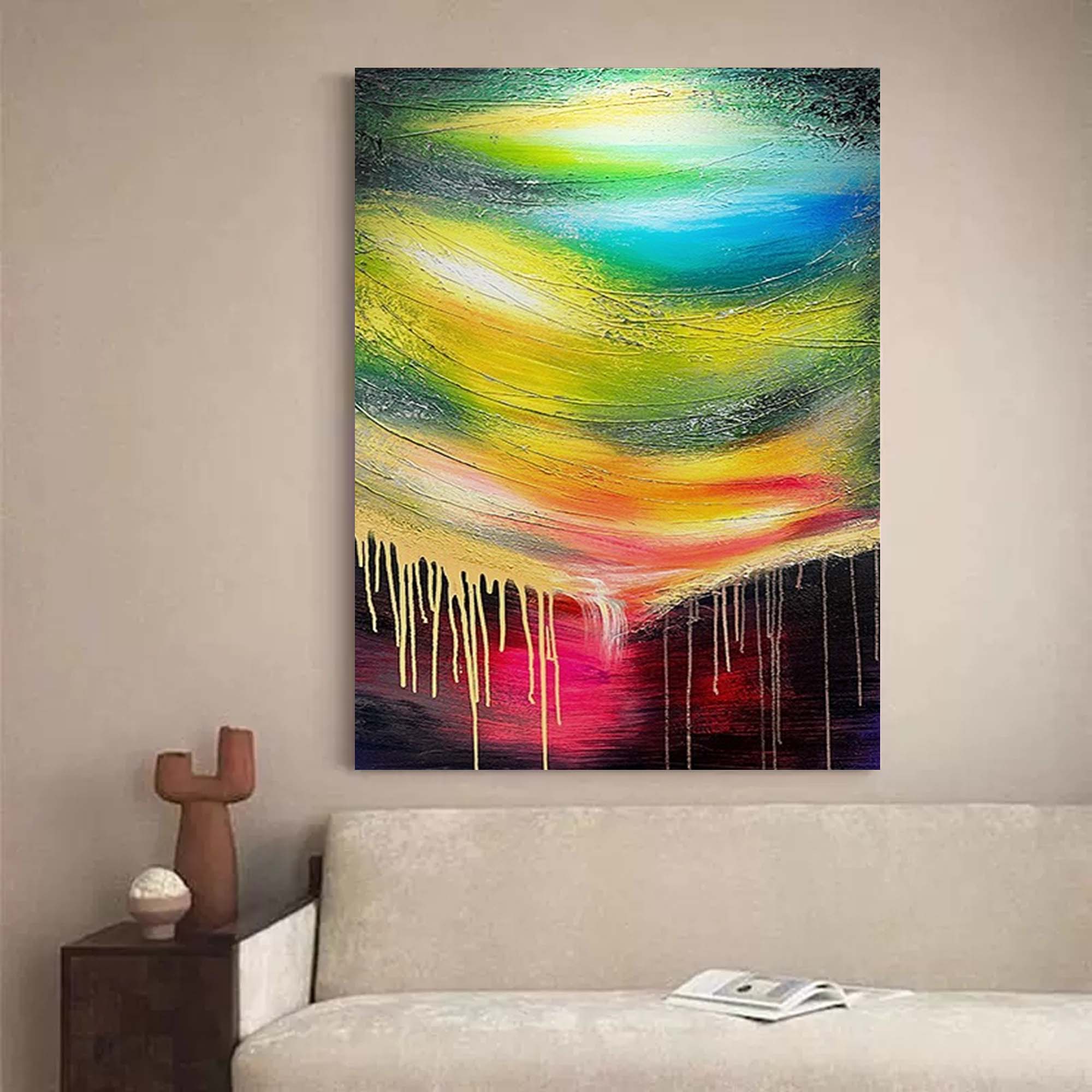 Vivid Drip Abstract Color Wave Canvas Art