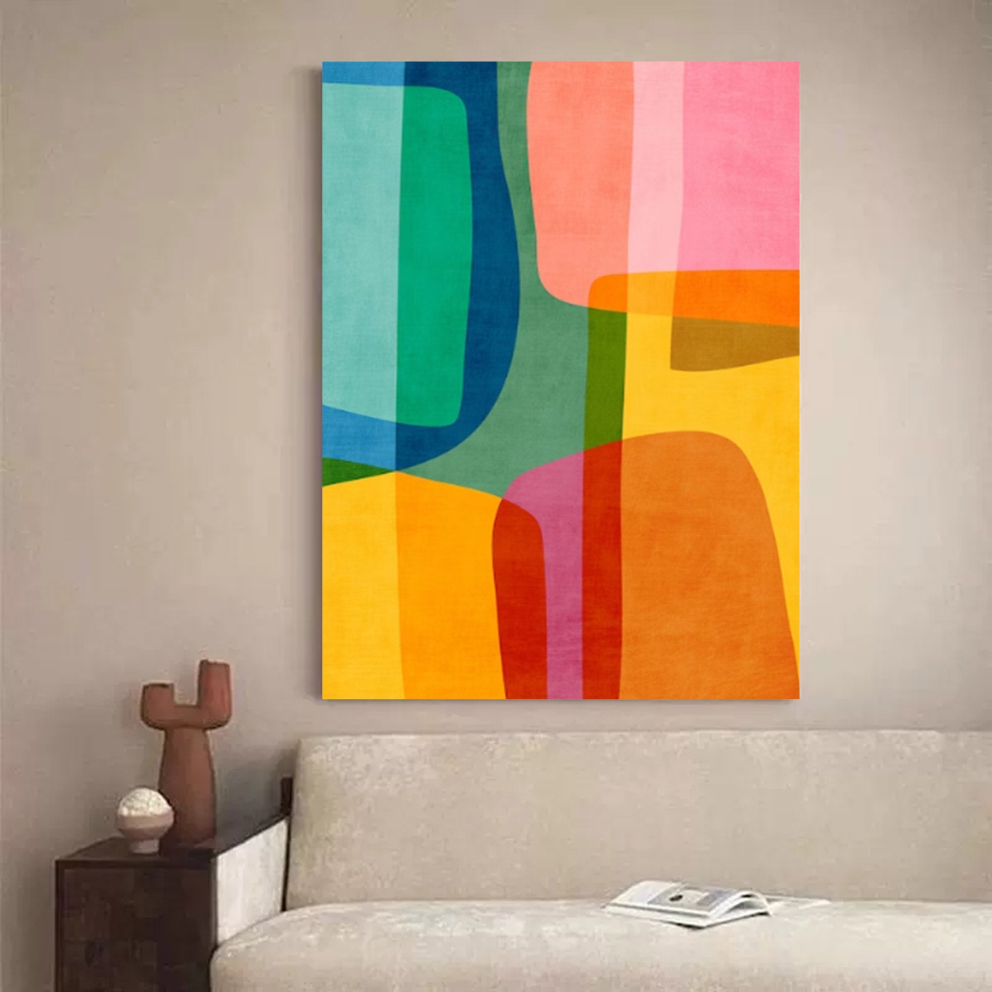 Vibrant Multicolor Geometric Abstract Canvas Art