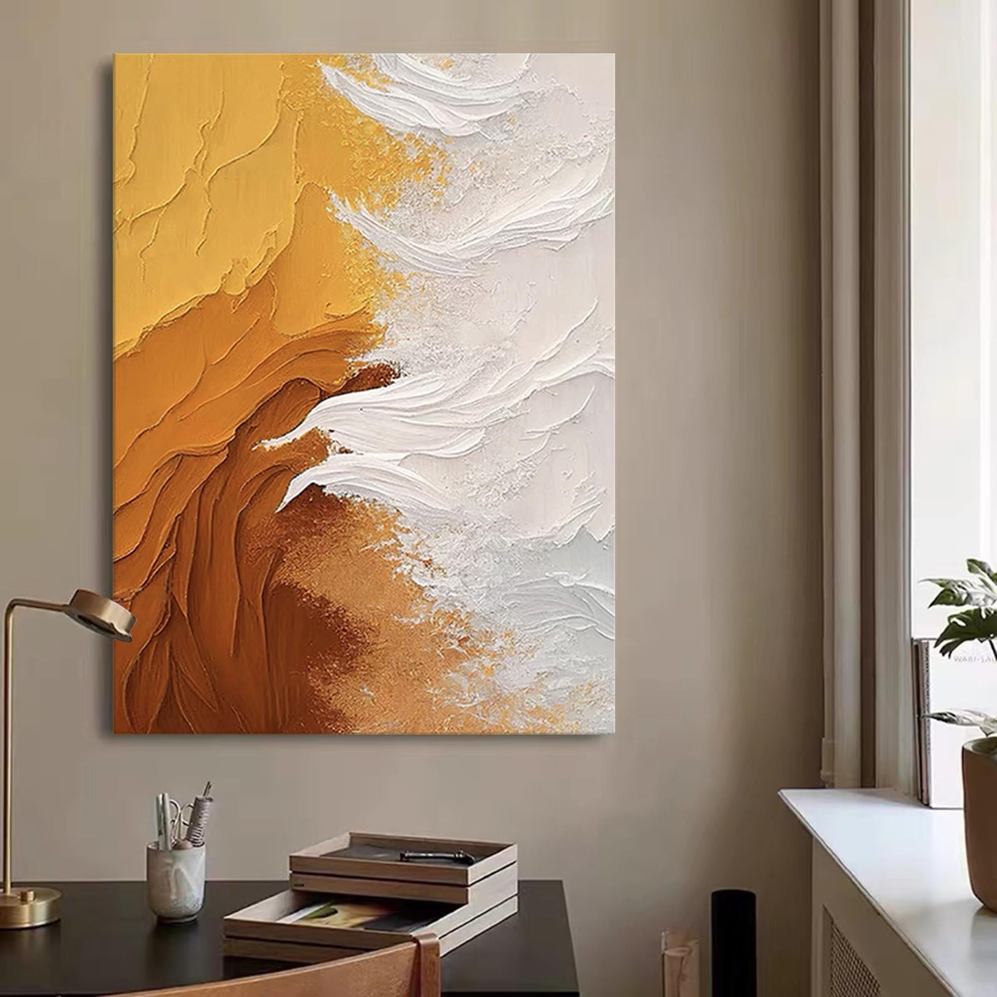 Golden Earth Textured Abstract Art