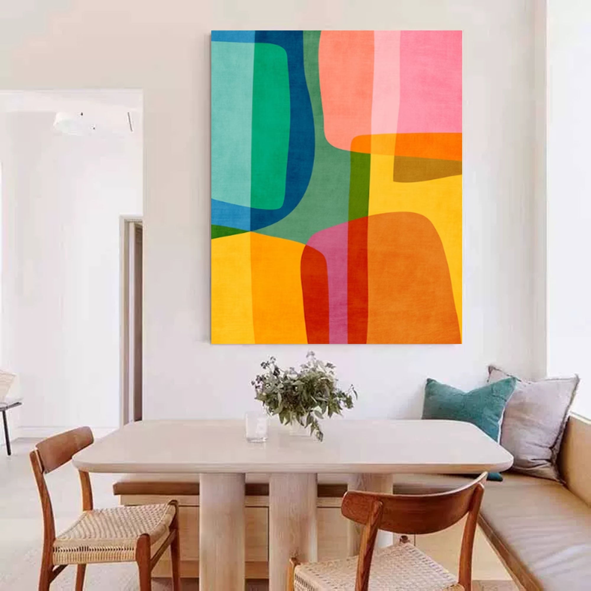 Vibrant Multicolor Geometric Abstract Canvas Art