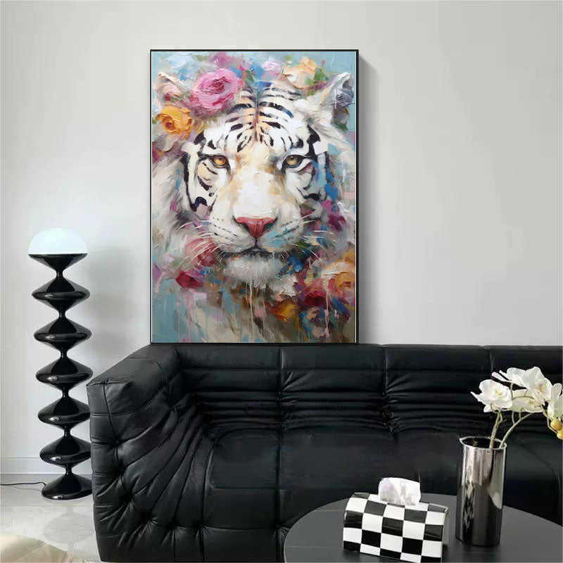 Floral Majesty: White Tiger in Bloom