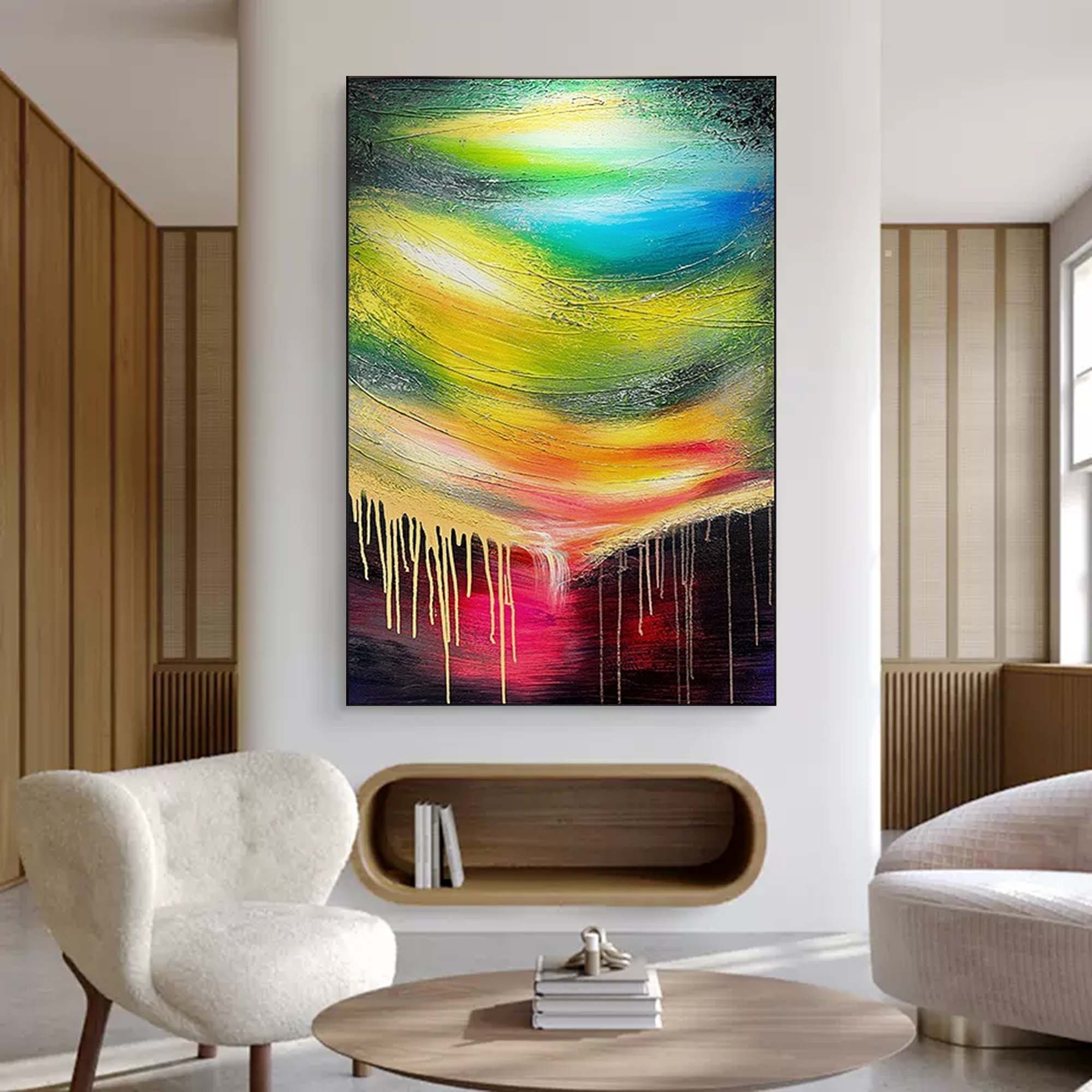 Vivid Drip Abstract Color Wave Canvas Art