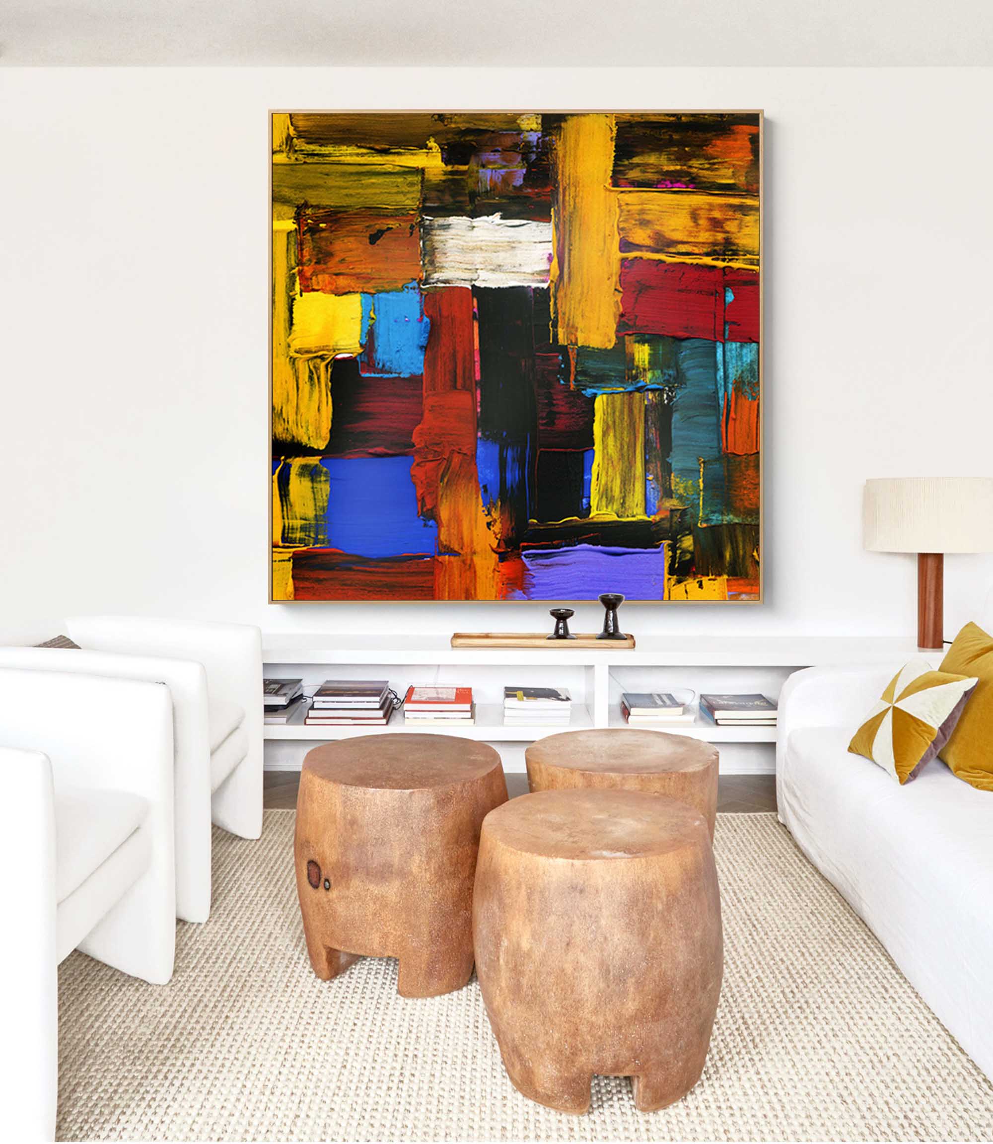 Bold Color Block Abstract Canvas Art