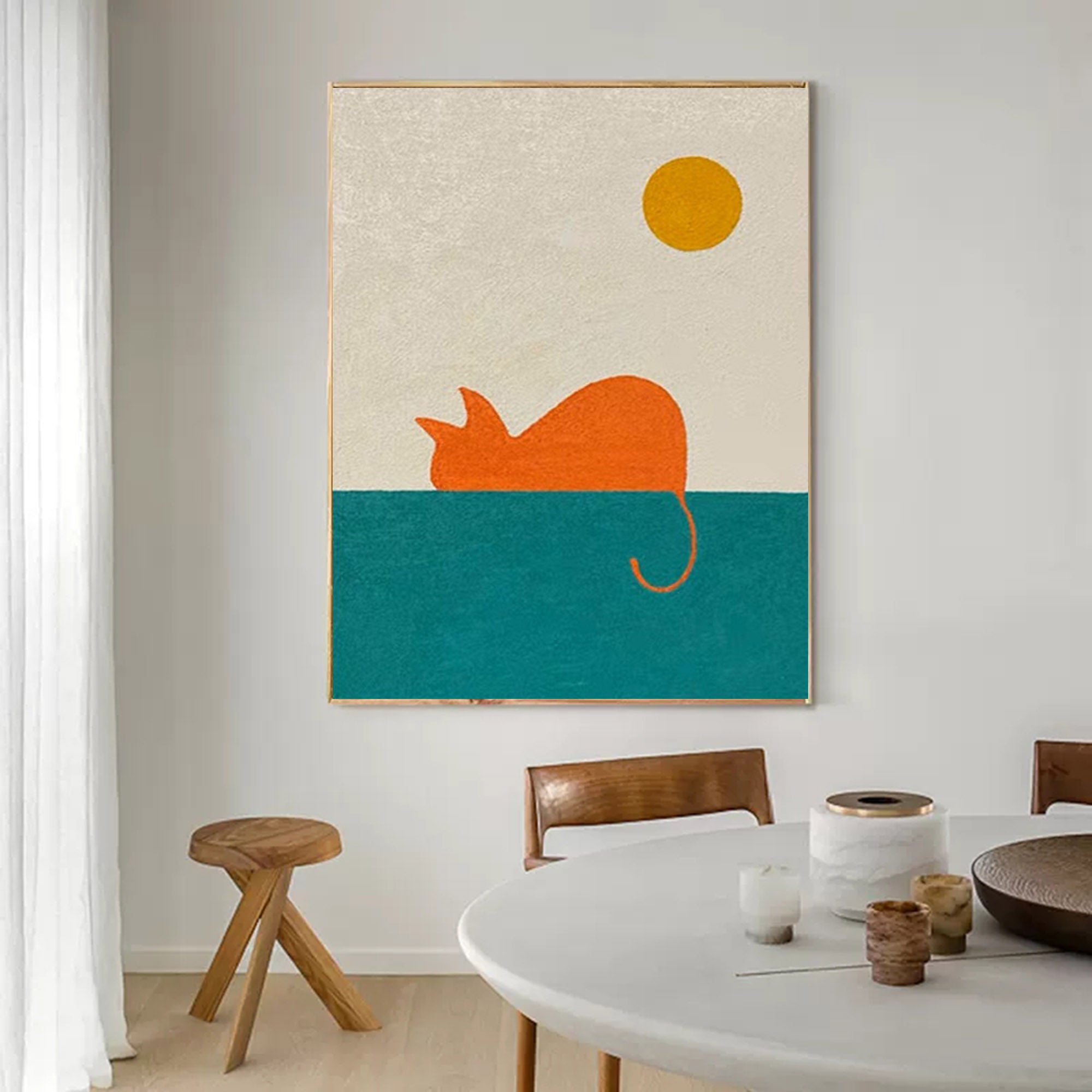 Minimalist Orange Cat in Sun Canvas Art