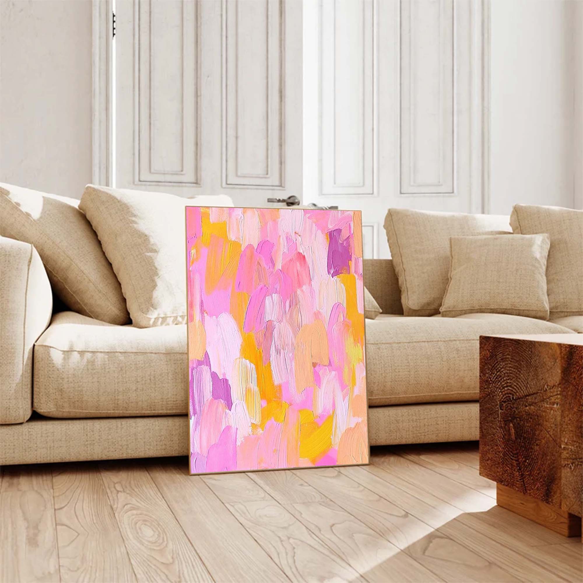 Blush Harmony Textured Abstract Art