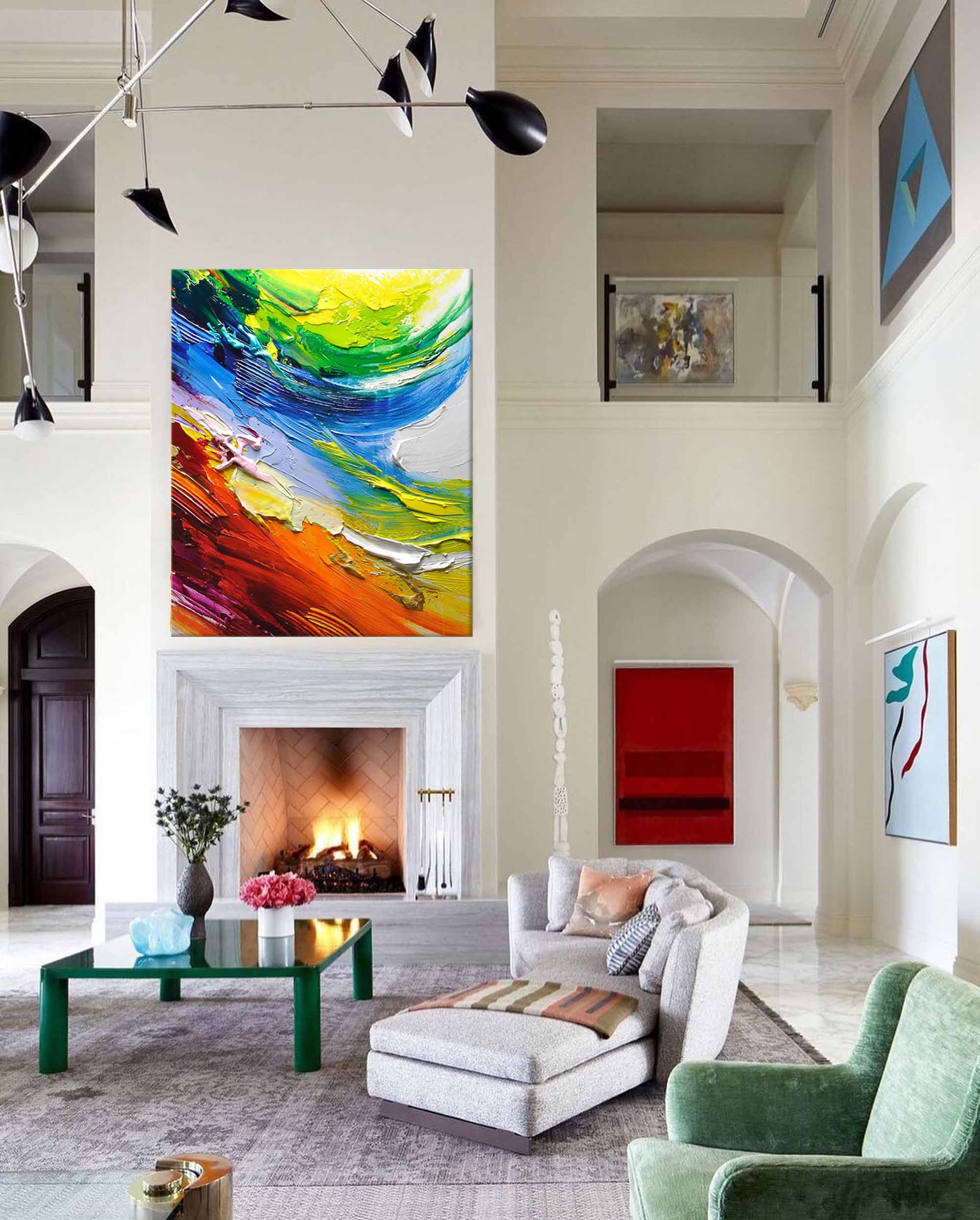 Dynamic Waves of Color Abstract Palette Knife Art