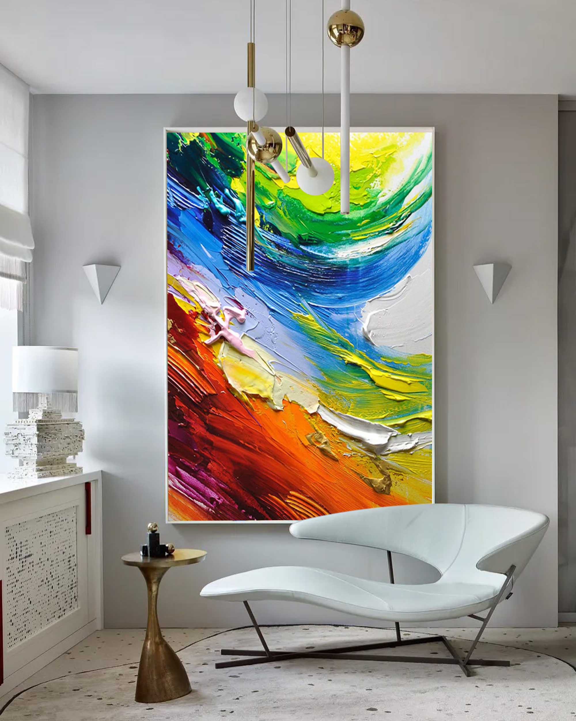 Dynamic Waves of Color Abstract Palette Knife Art