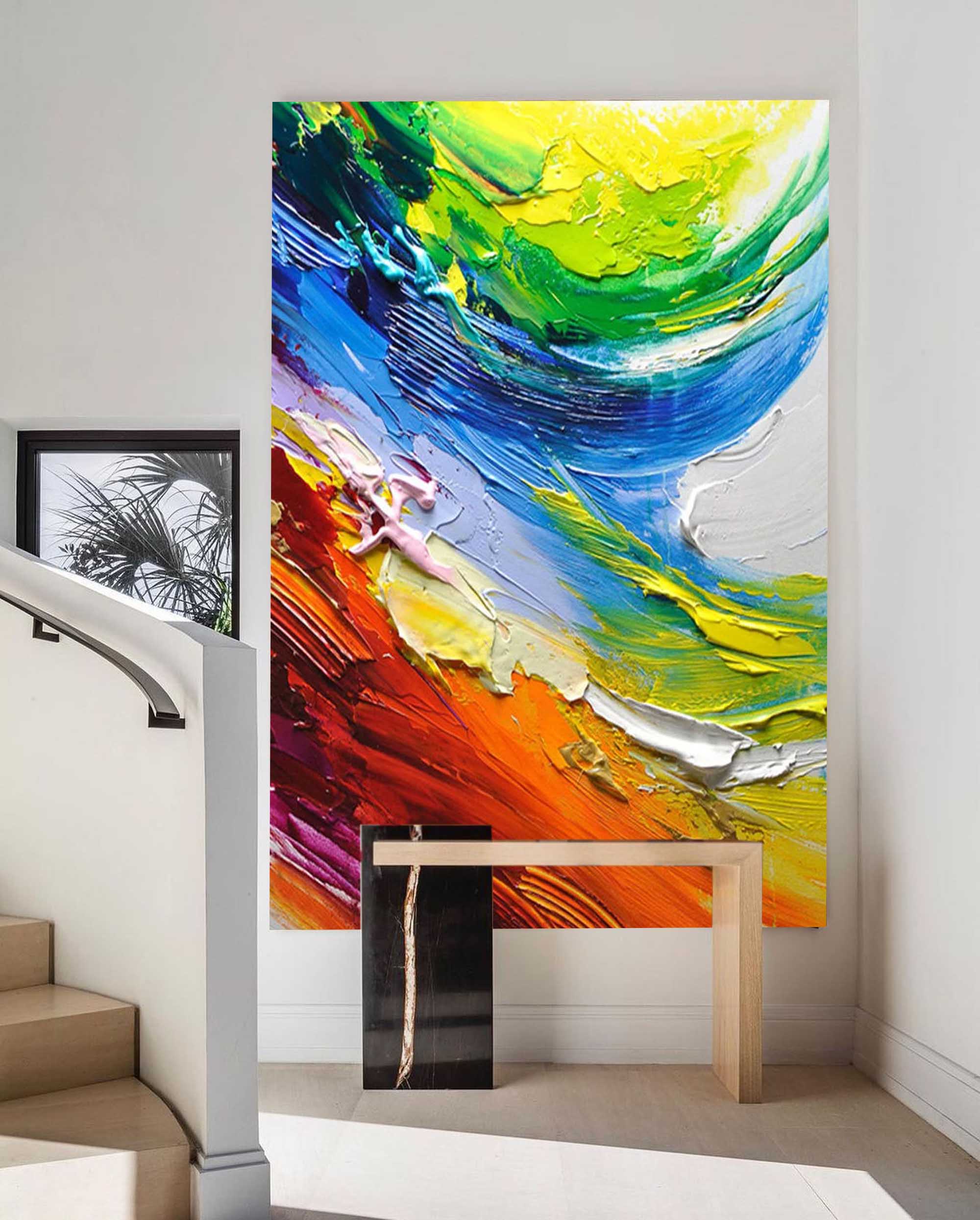 Dynamic Waves of Color Abstract Palette Knife Art