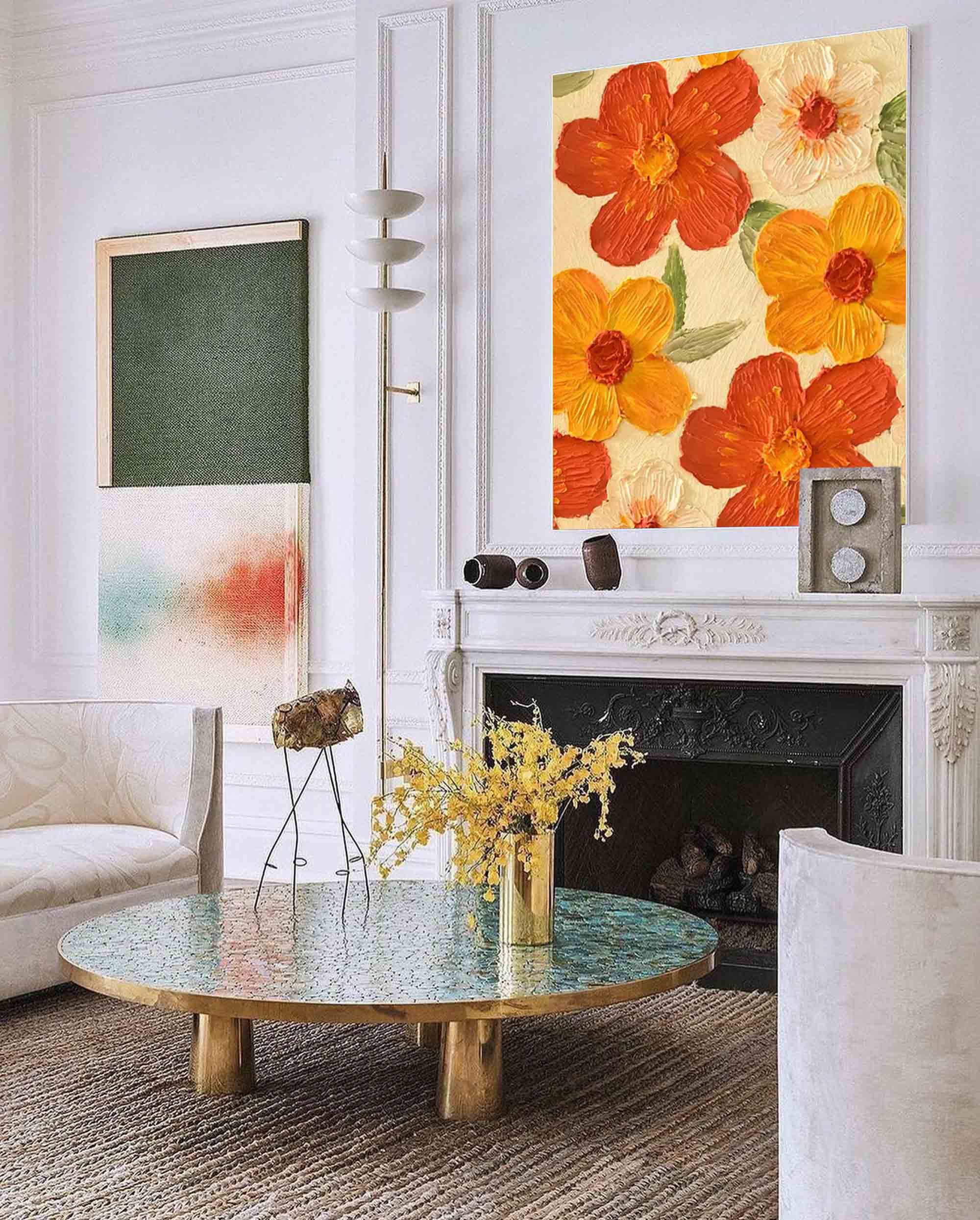 Vibrant Orange and Yellow Floral Art