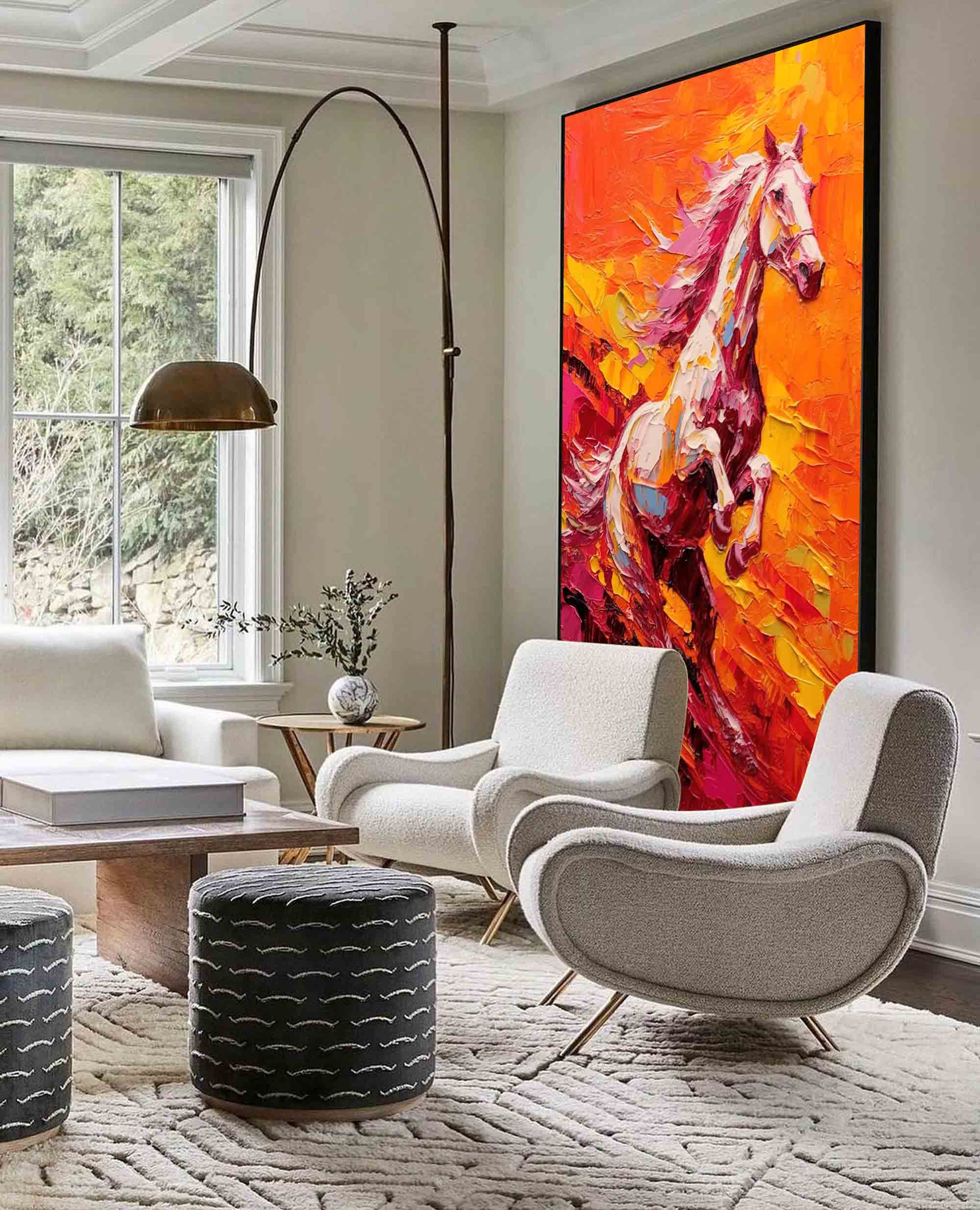 Fiery Gallop – Dynamic Horse Oil Painting on Canvas