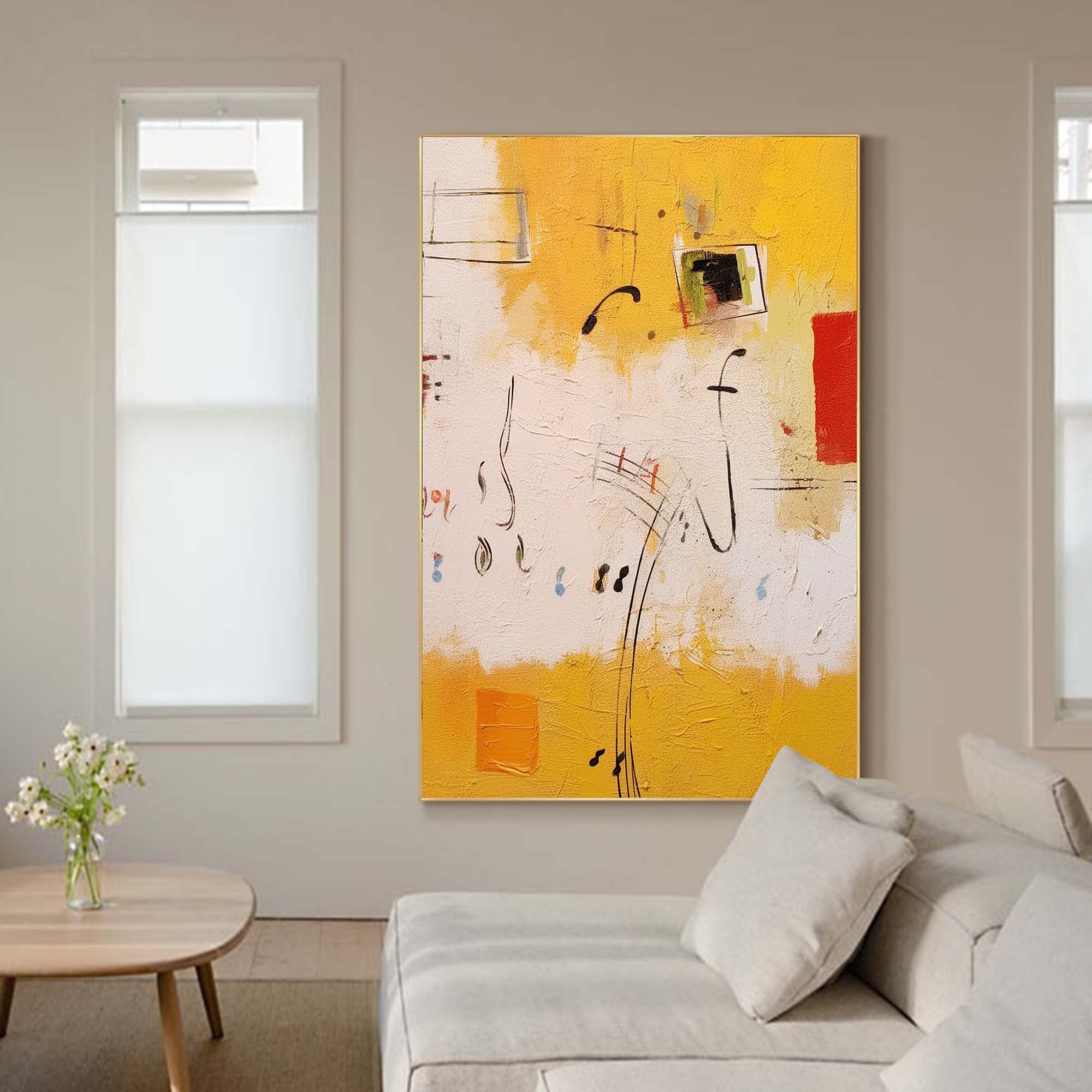 Abstract Musical Notes Canvas Art in Warm Tones