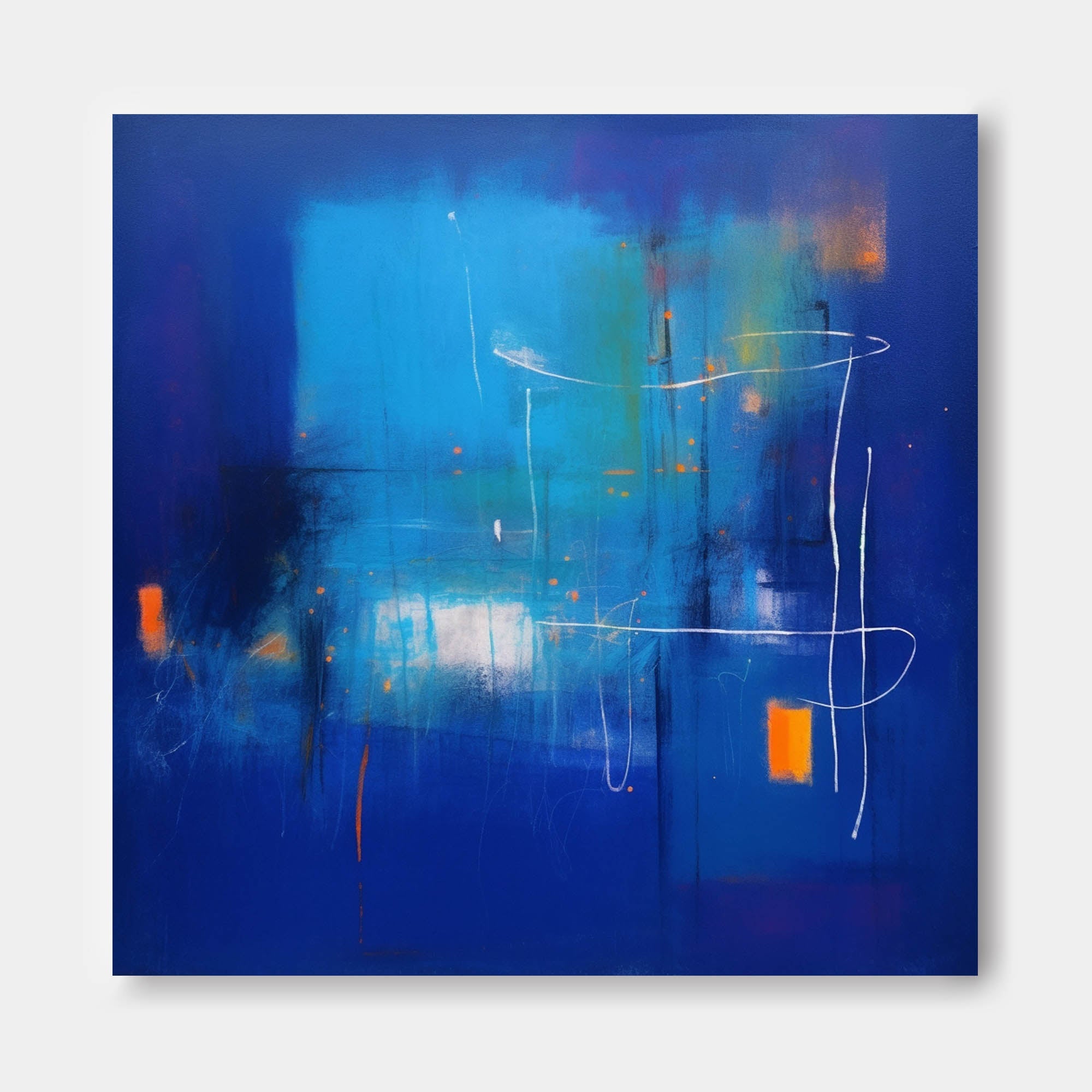 Abstract Neon Blue Horizon Art