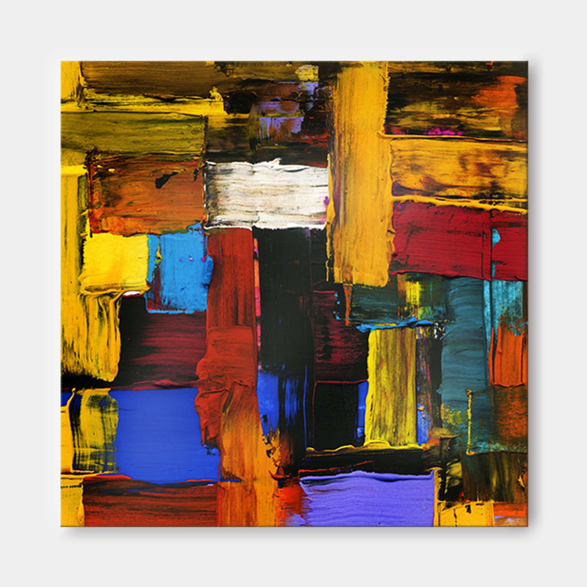 Bold Color Block Abstract Canvas Art