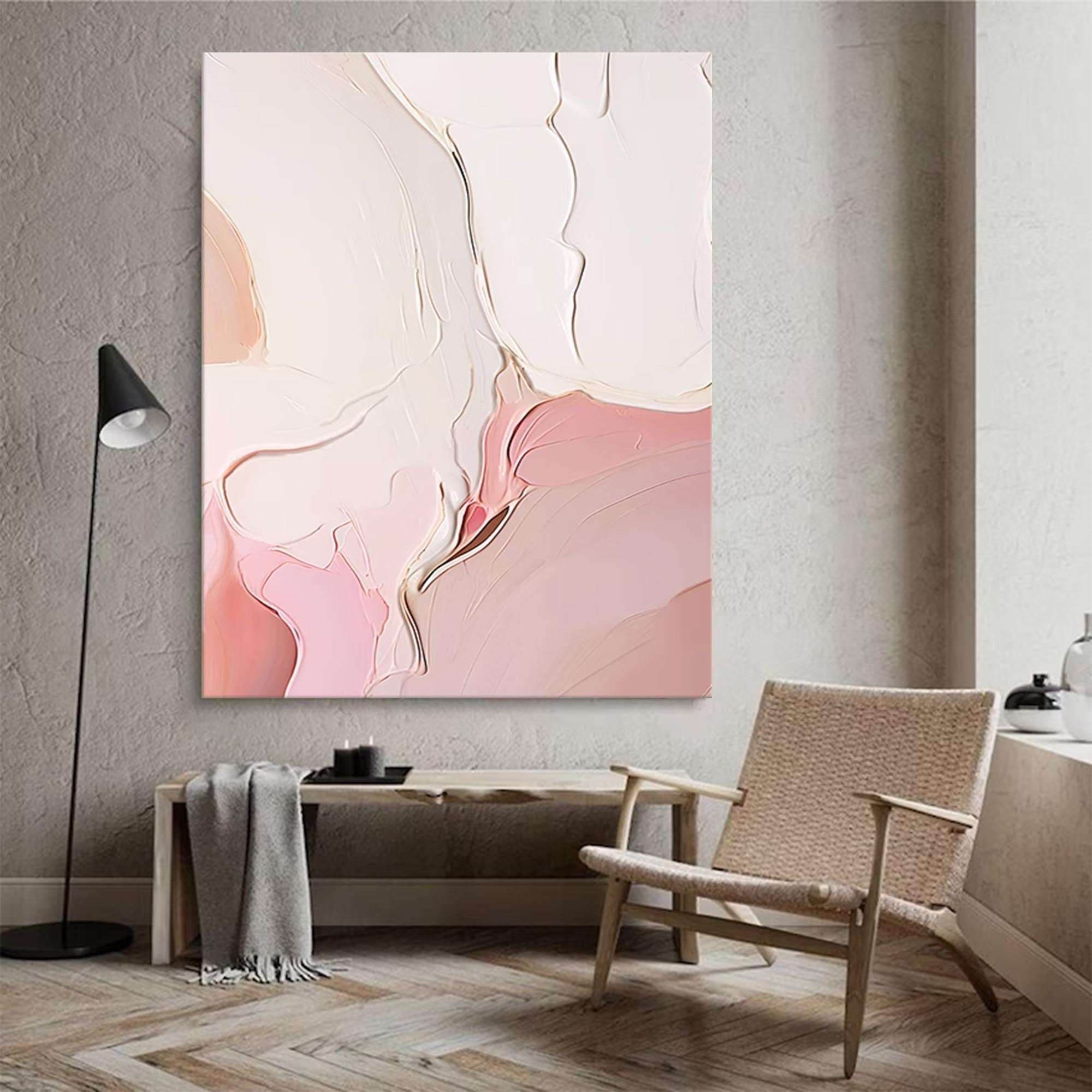 Soft Blush Textured Minimalist Art