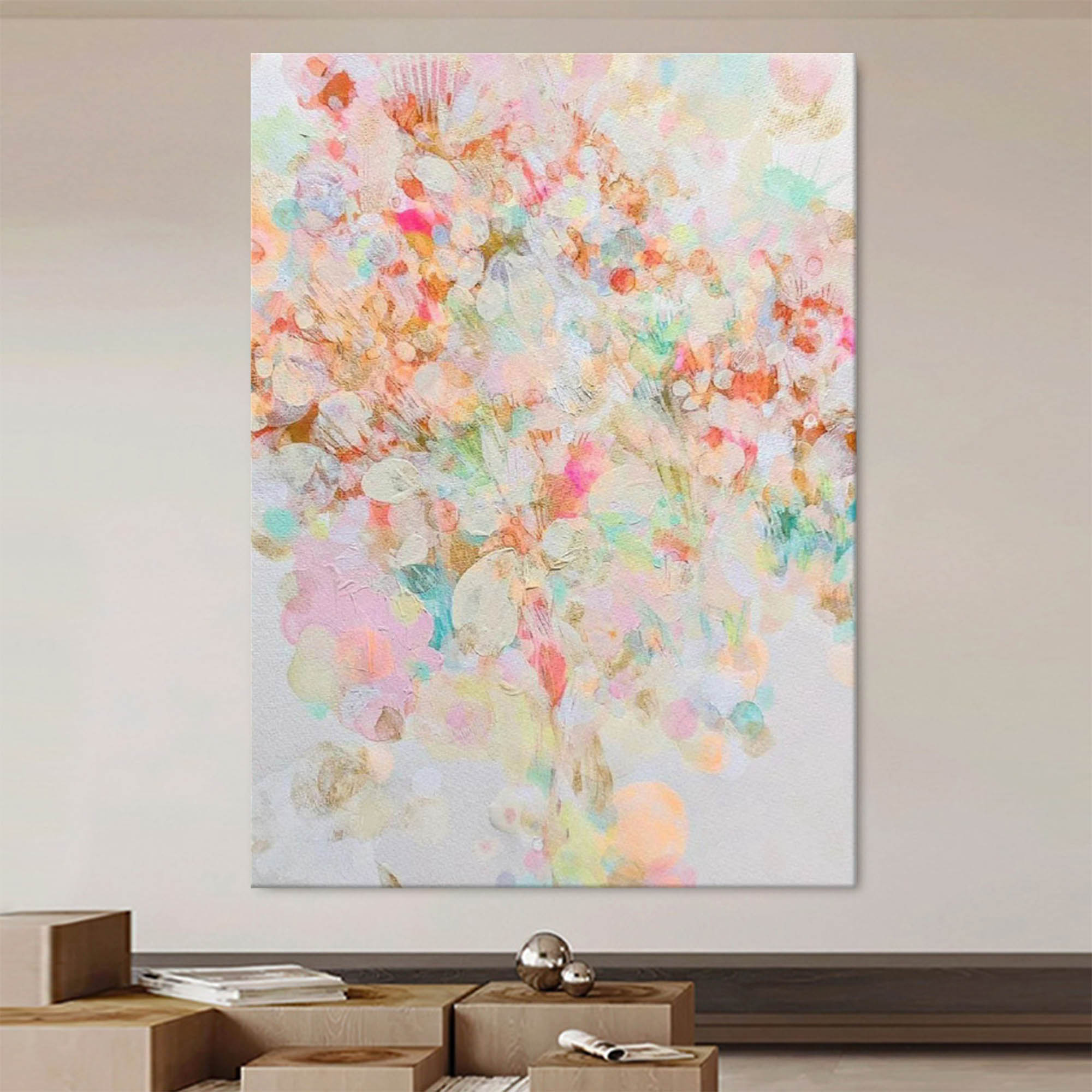 Whimsical Soft Pastel Abstract Floral Art