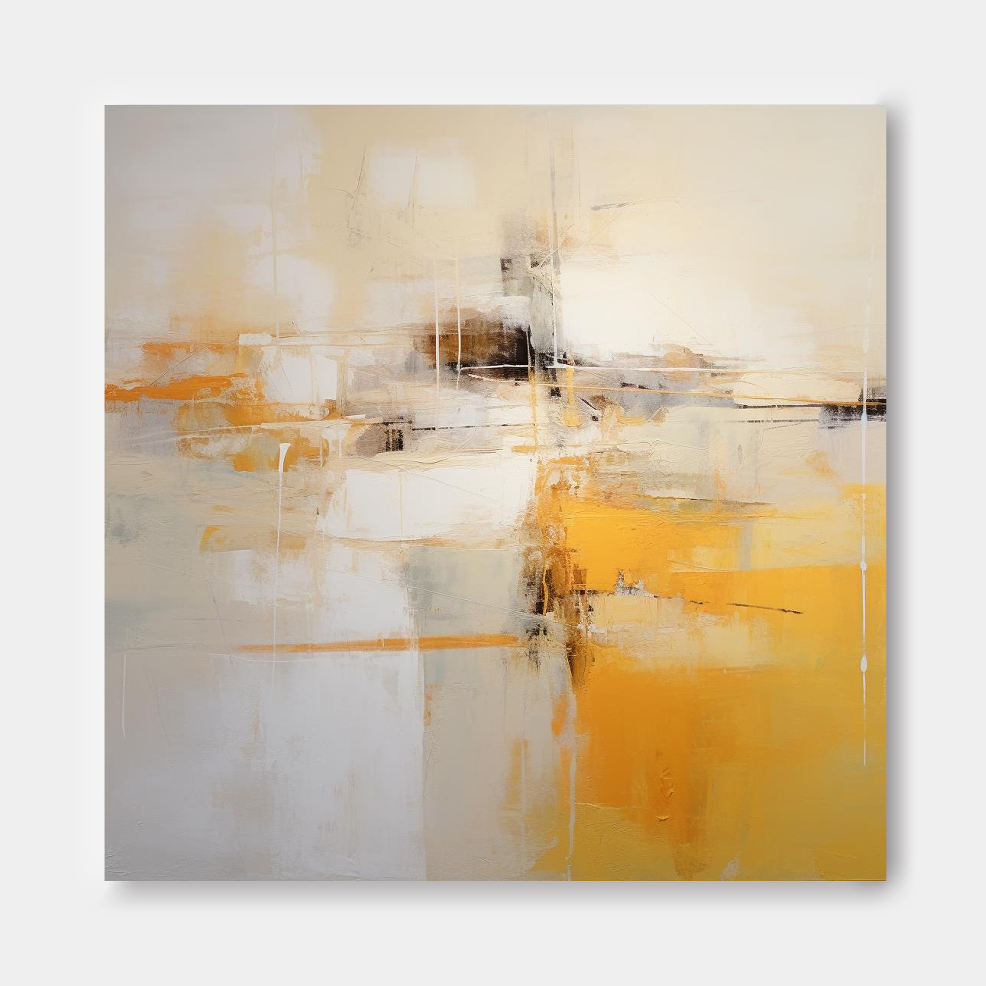 Elegant Yellow and White Abstract Art