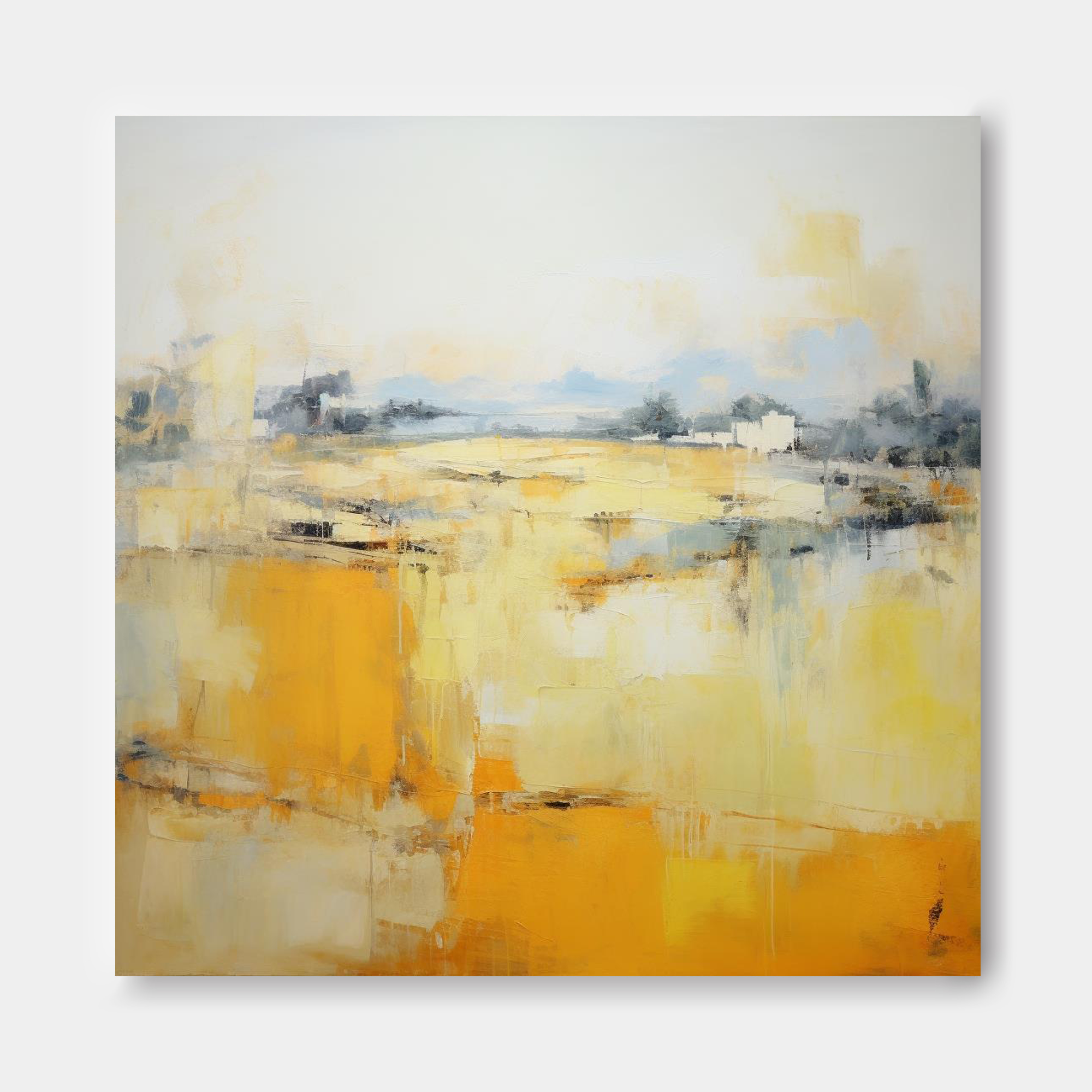 Vibrant Yellow Abstract Landscape Art