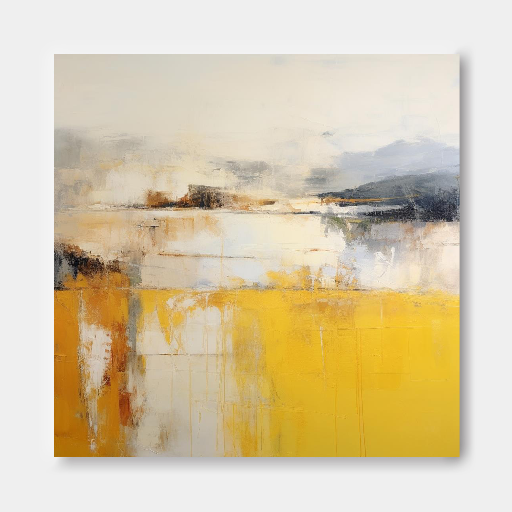 Yellow and Gray Abstract Landscape Art