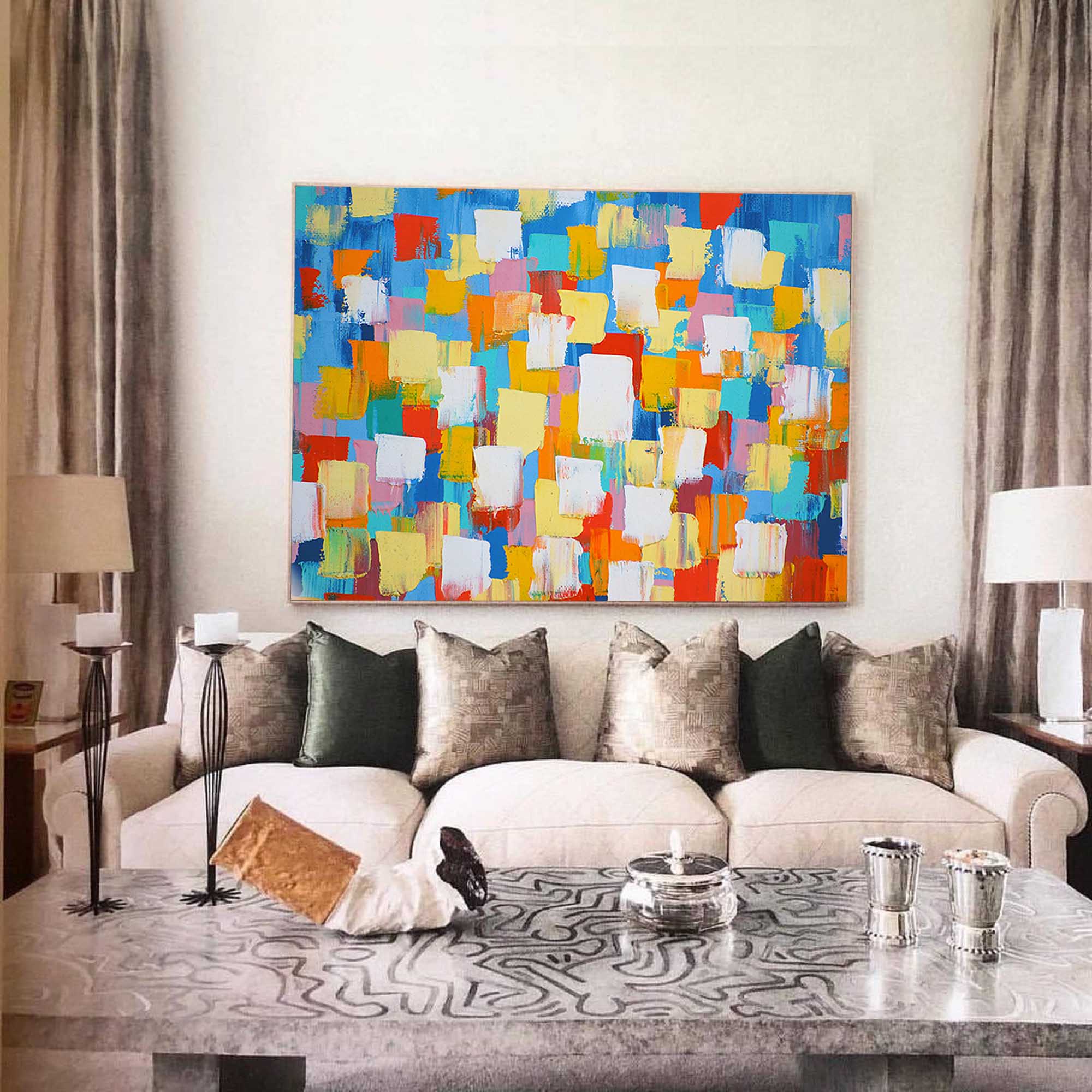 Bold Color Blocks Textured Abstract Art