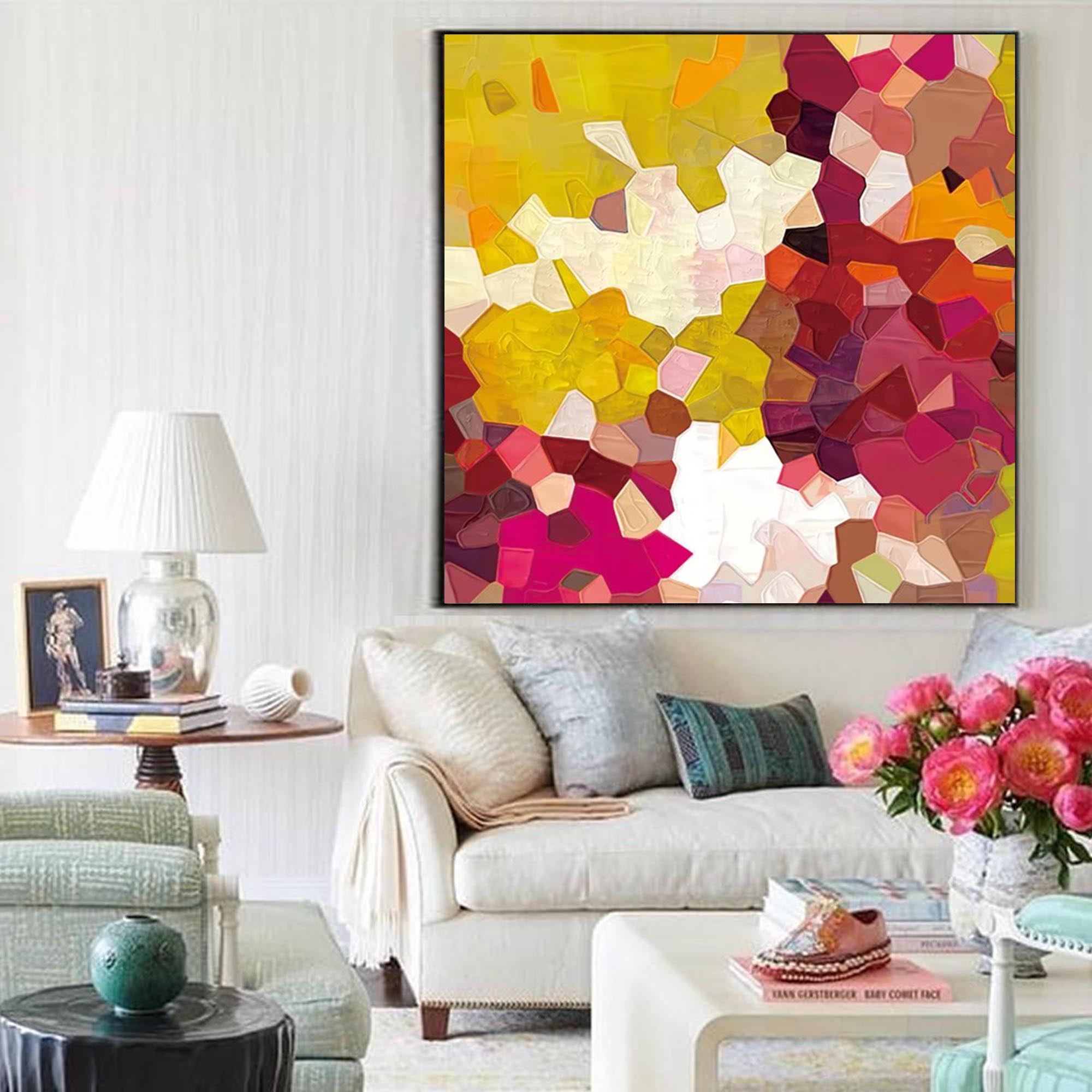 Warm Geometry Textured Abstract Art