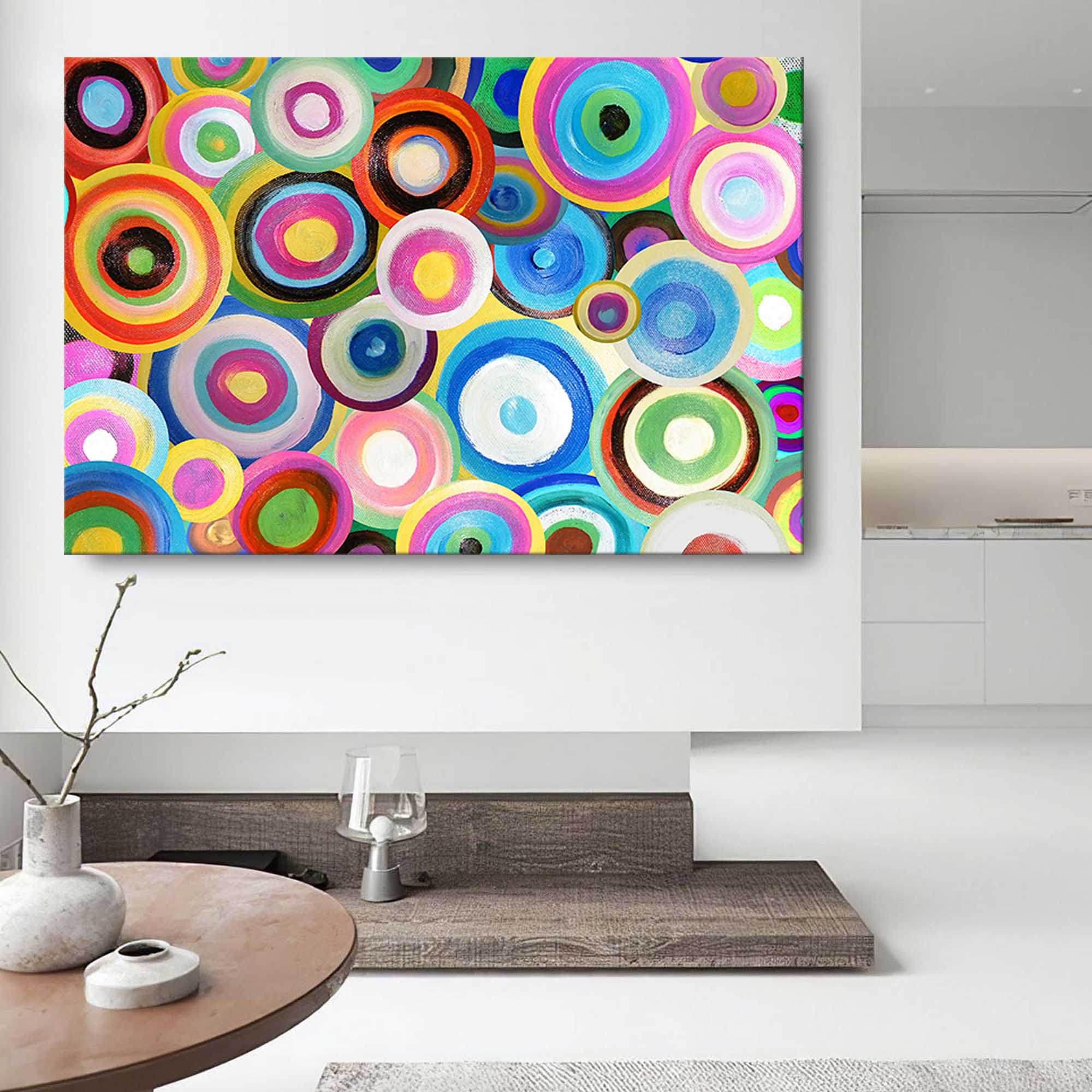 Colorful Circles Textured Abstract Art