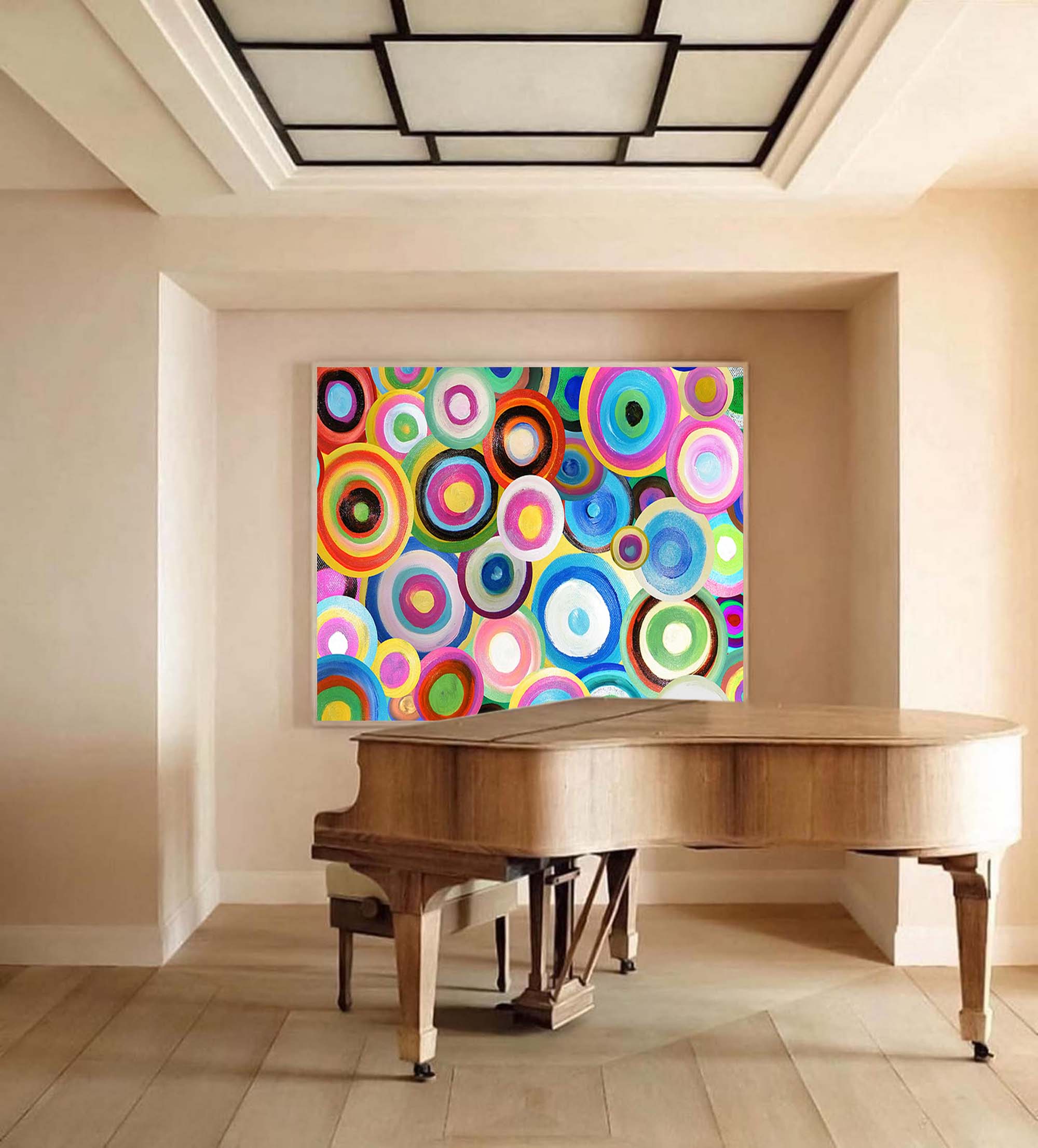 Colorful Circles Textured Abstract Art