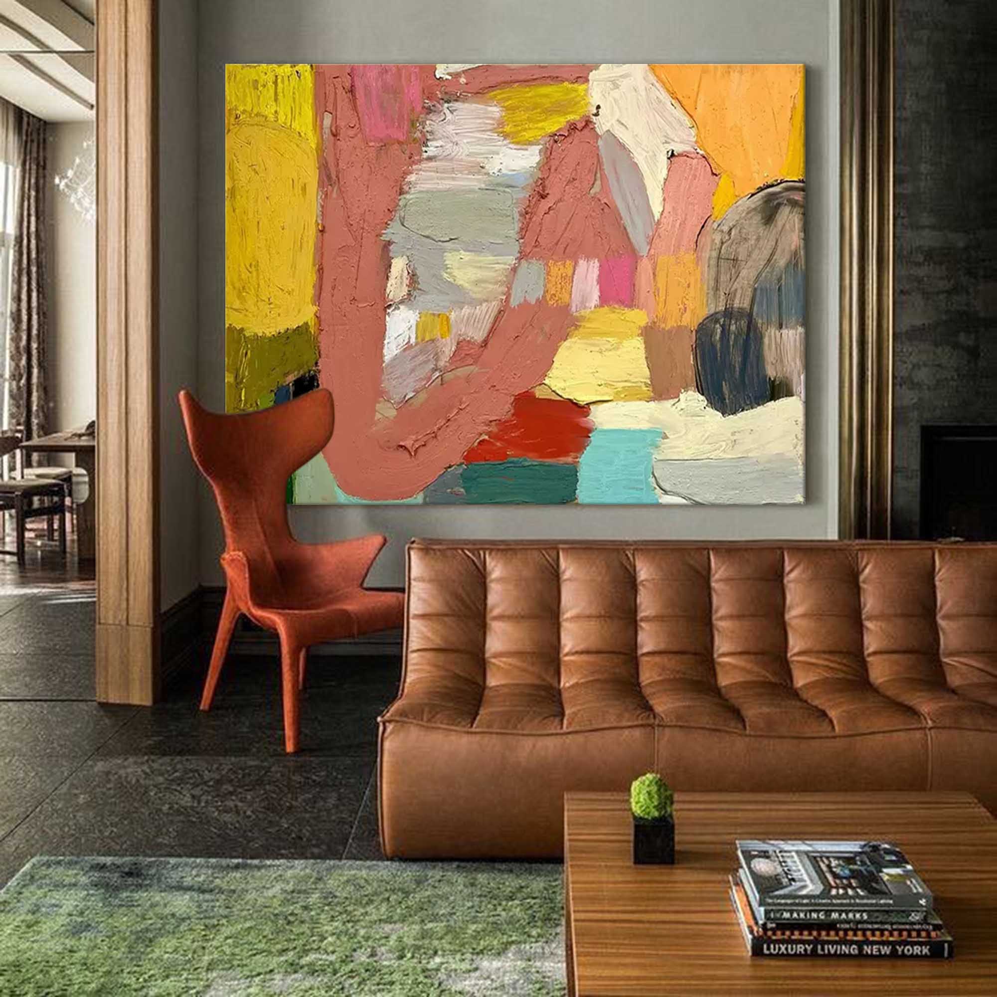 Bold Abstract Composition â€?Colorful Textured Oil Painting