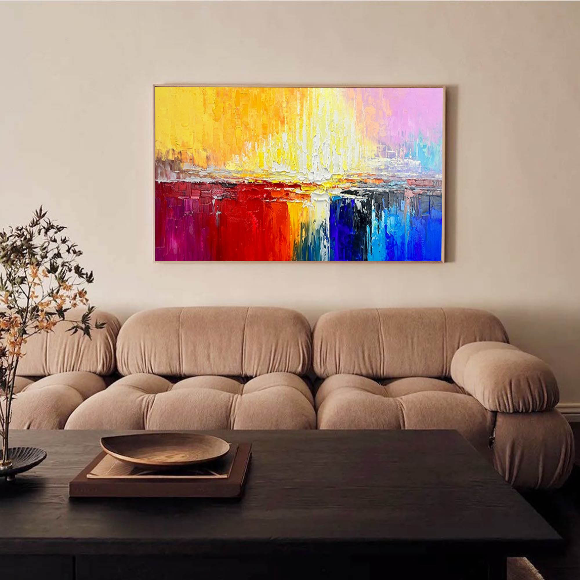 Vibrant Horizon Abstract Palette Knife Canvas Art